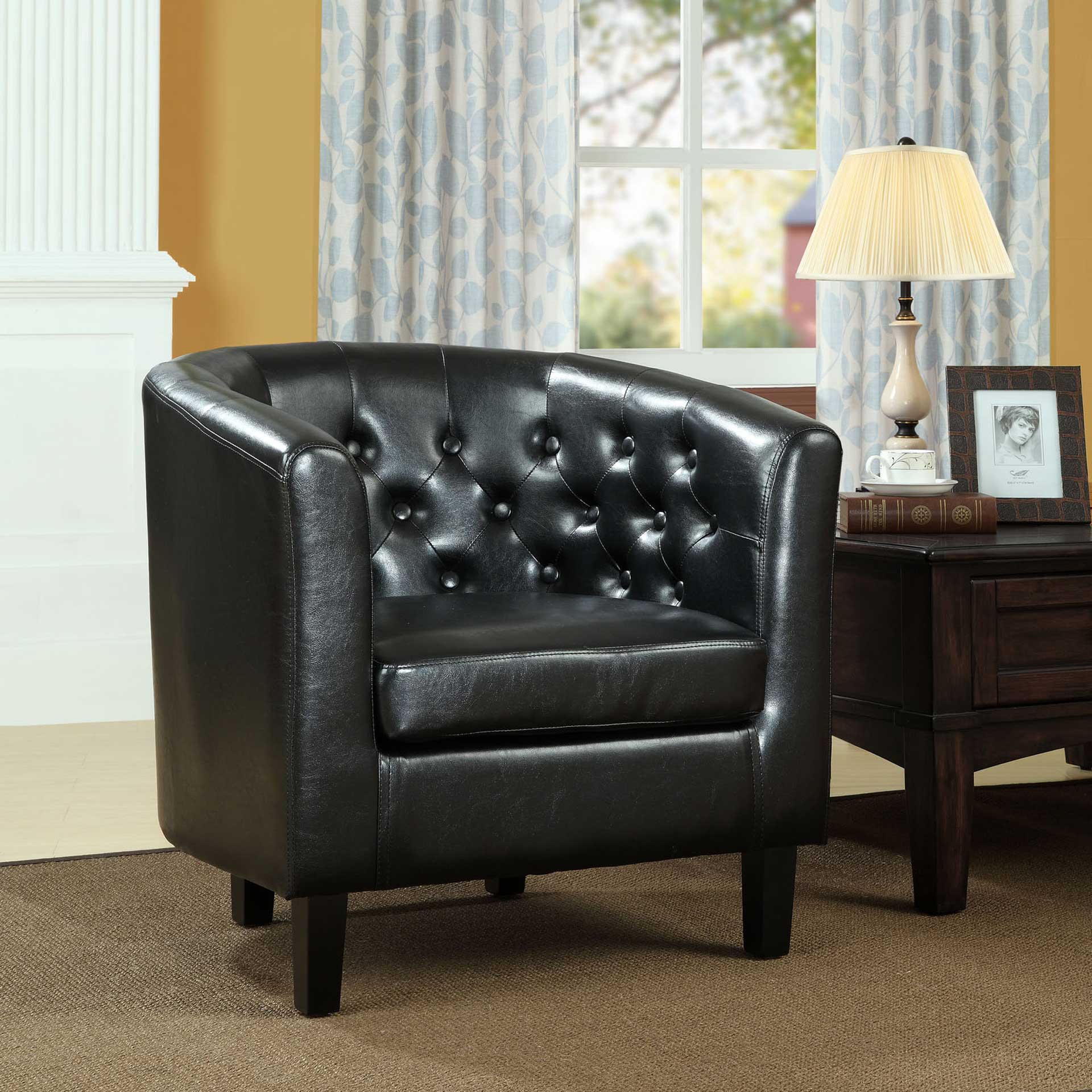 Paloma Upholstered Vinyl Armchair Black - Image 4