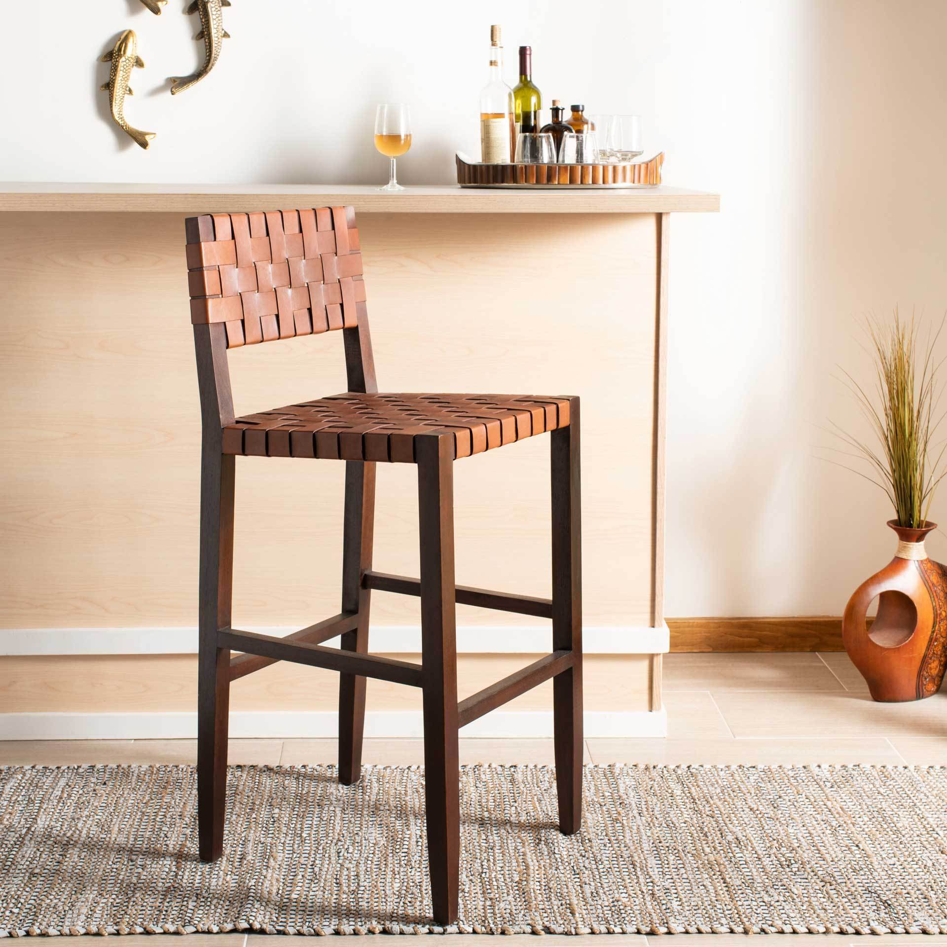 Pamela Woven Leather Bar Stool - Image 14