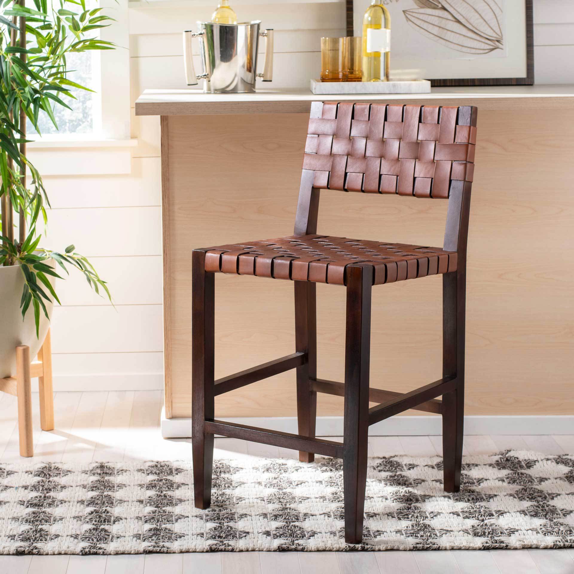 Pamela Woven Leather Bar Stool - Image 15