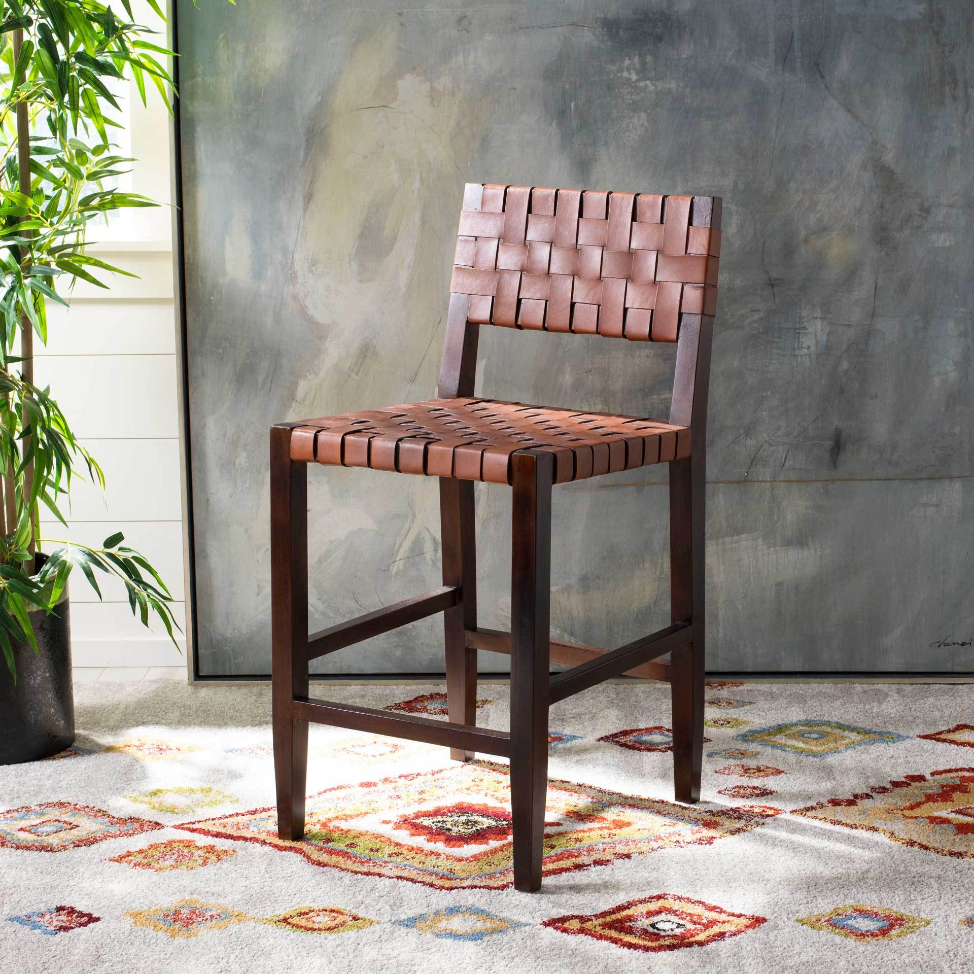 Pamela Woven Leather Bar Stool - Image 17