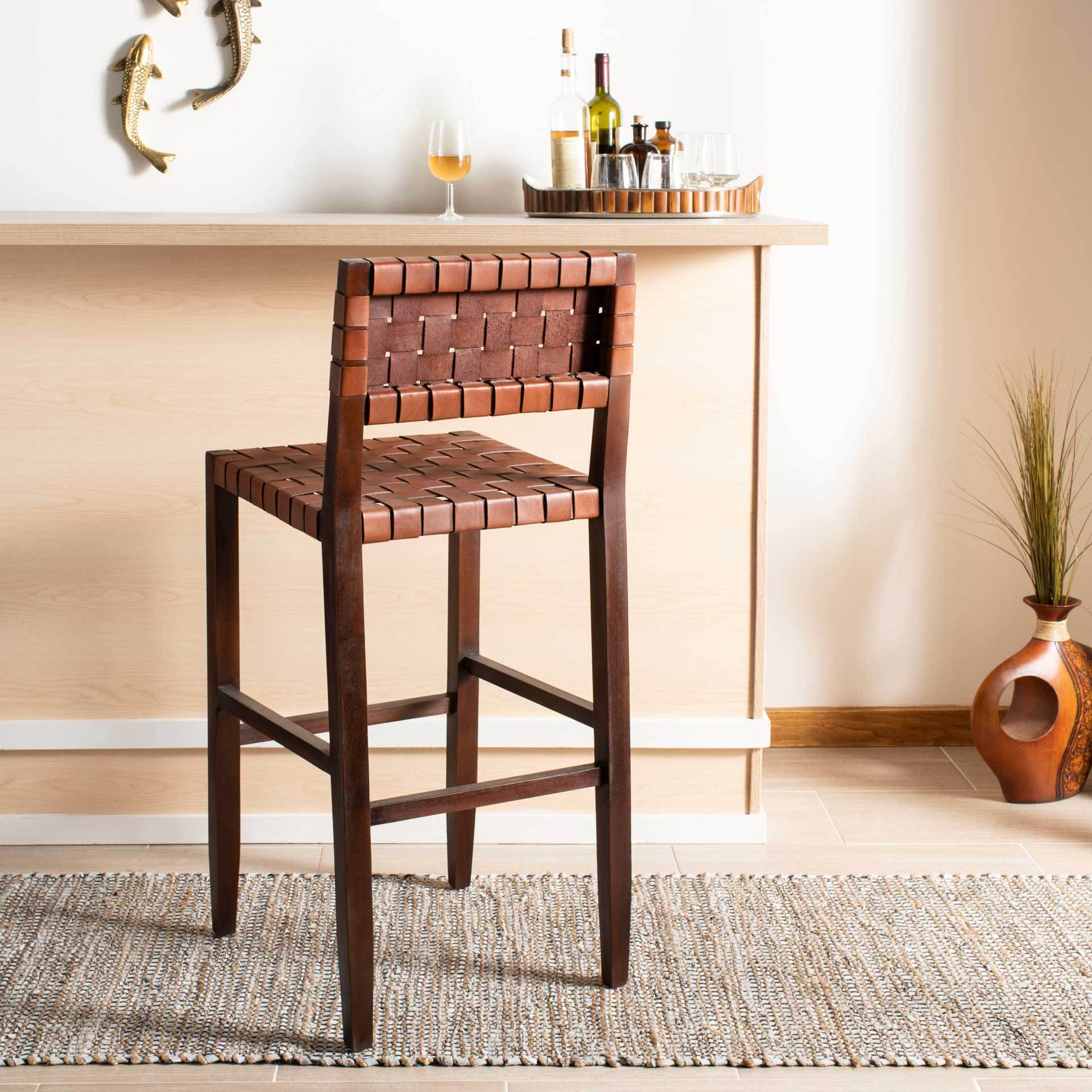 Pamela Woven Leather Bar Stool - Image 18