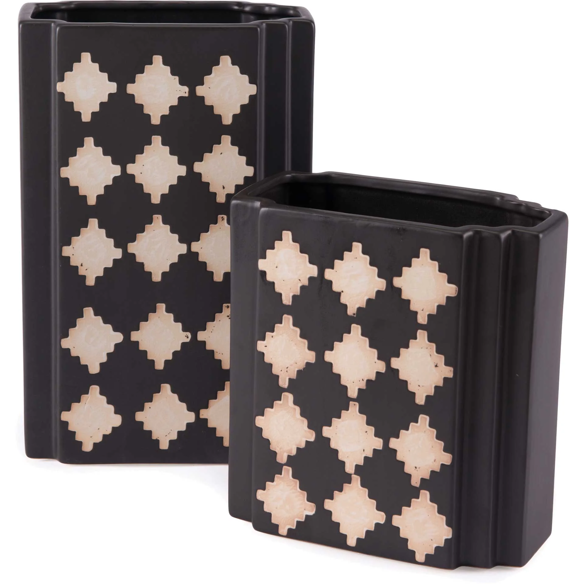 Pampa Rectangular Vase Black/Beige - Image 6