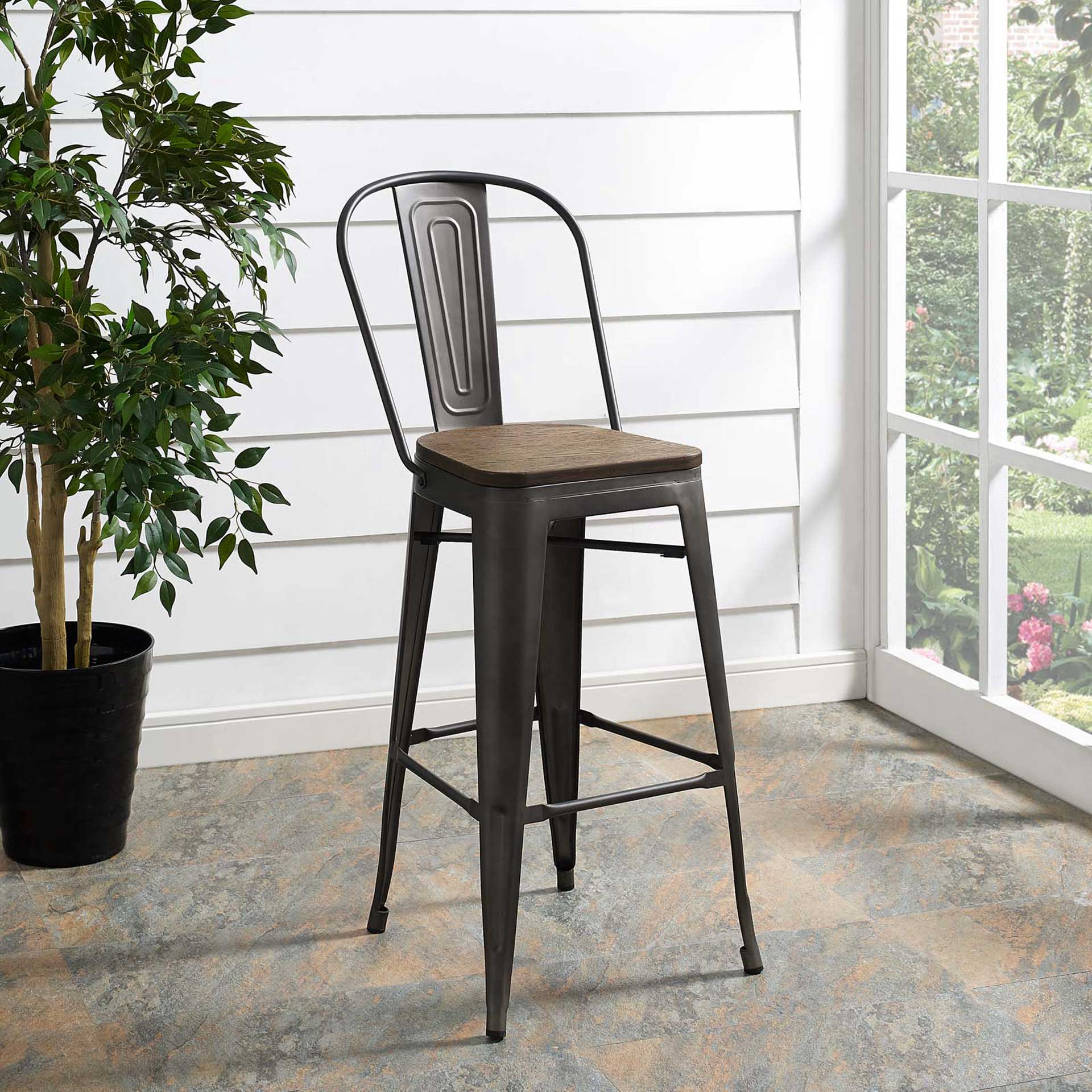 Panora High Backrest Bar Stool Brown - Image 4