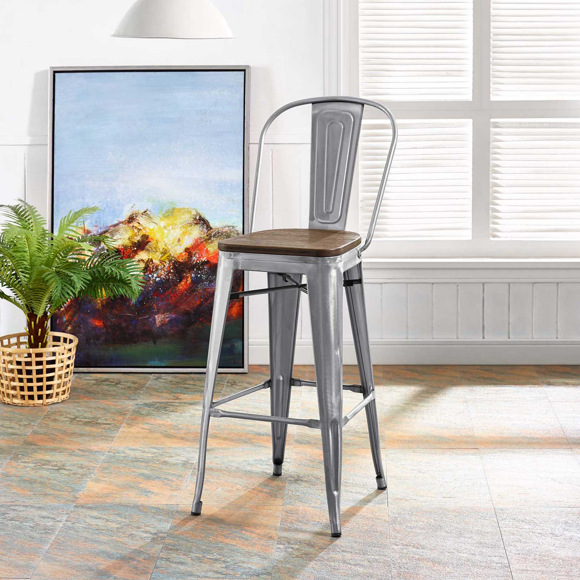 Panora High Backrest Bar Stool Gunmetal - Image 4