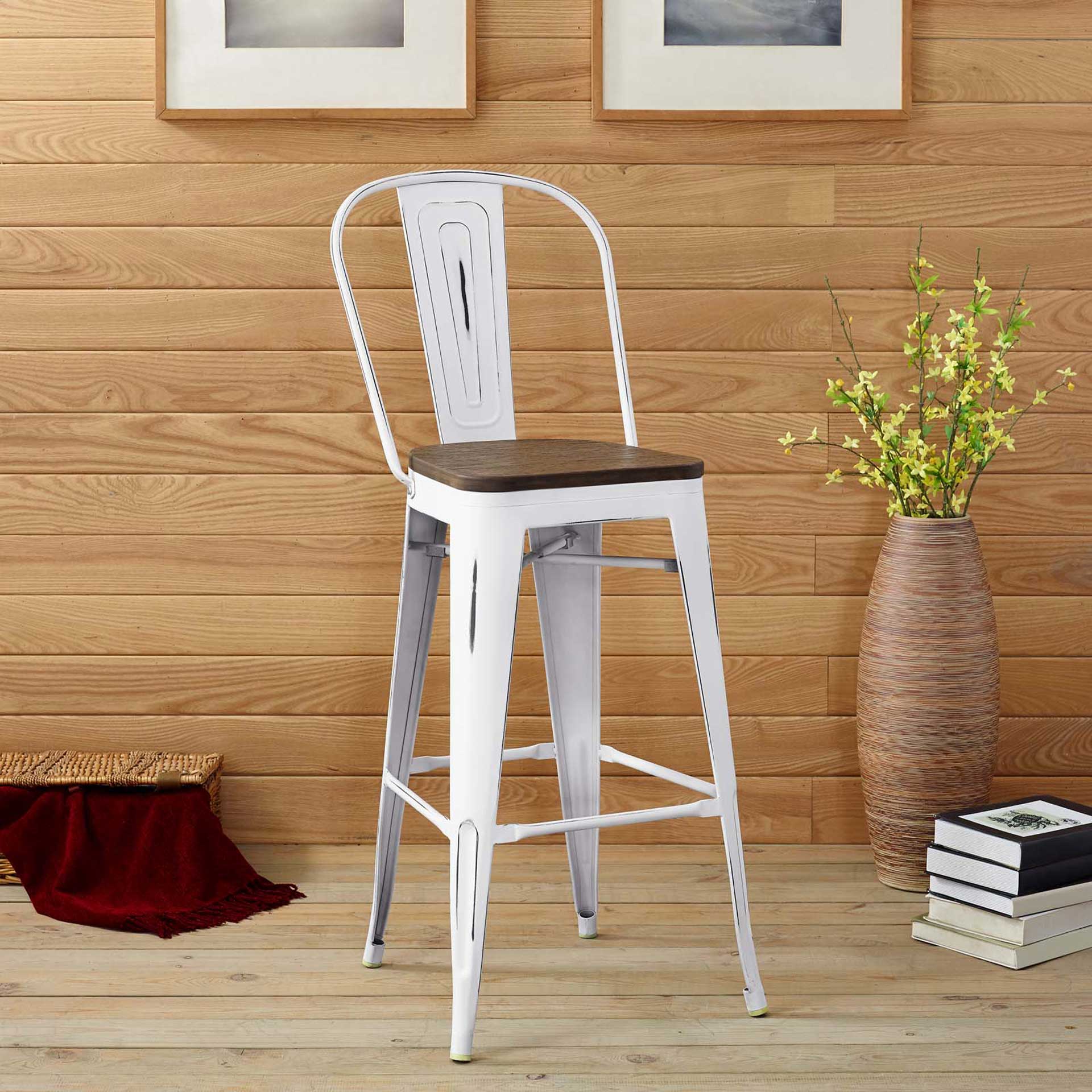 Panora High Backrest Bar Stool White - Image 4