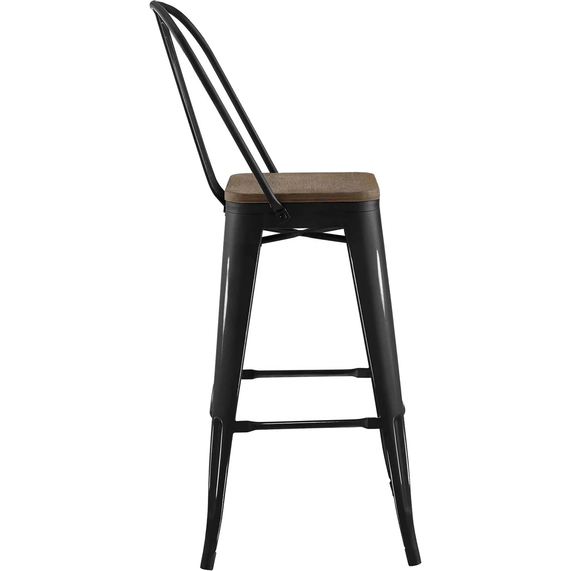 Panora High Backrest Square Bar Stool Black - Image 2