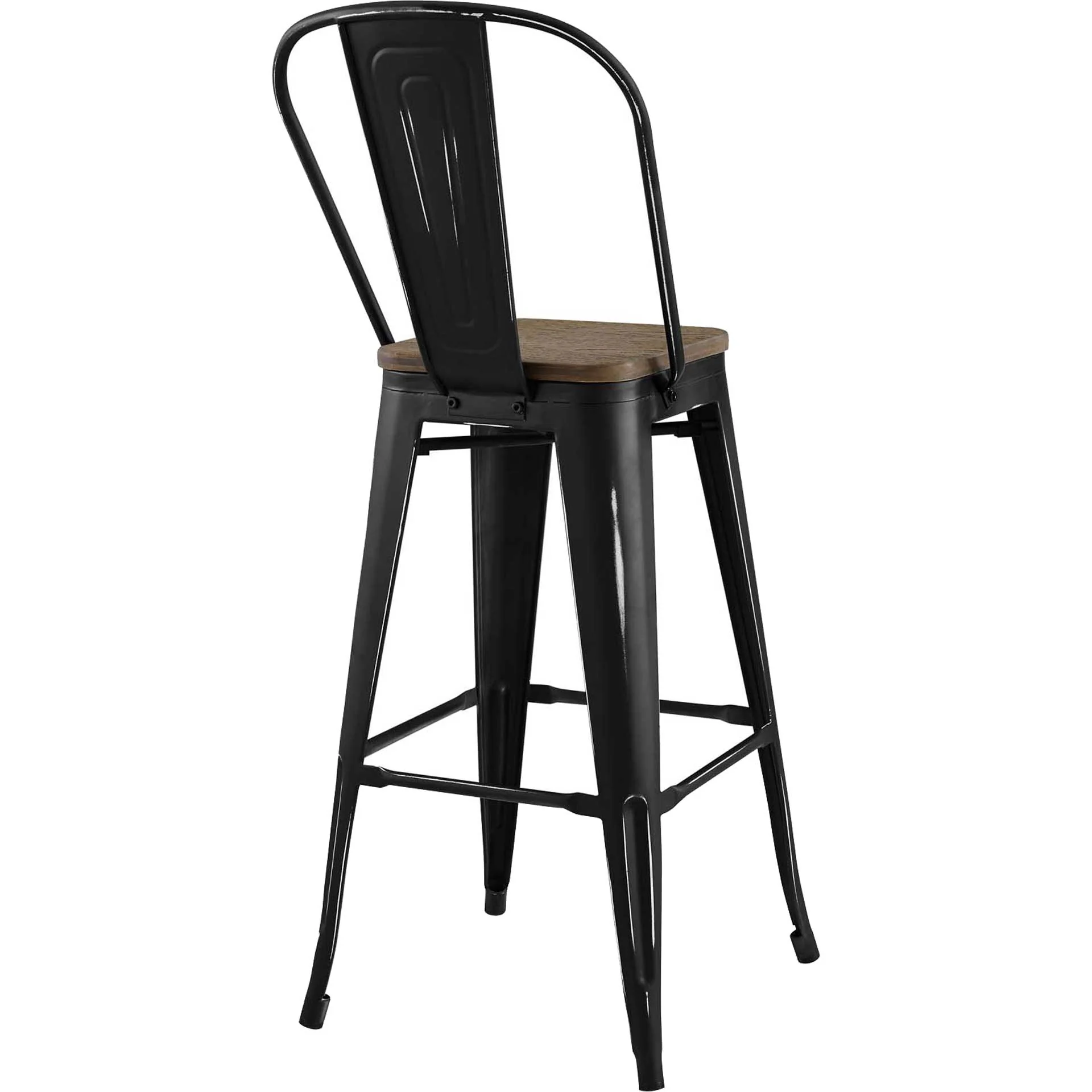 Panora High Backrest Square Bar Stool Black - Image 3