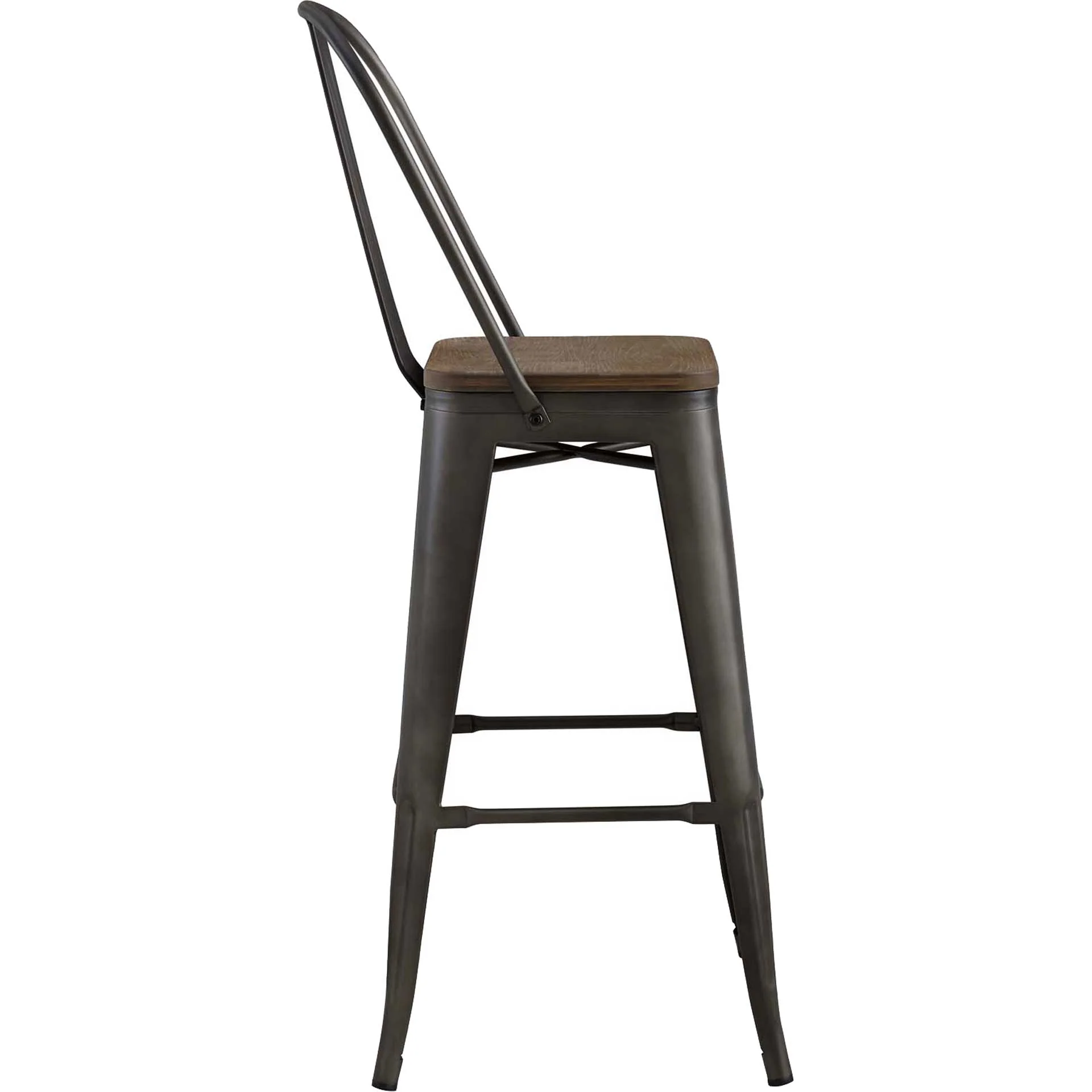 Panora High Backrest Square Bar Stool Brown - Image 2