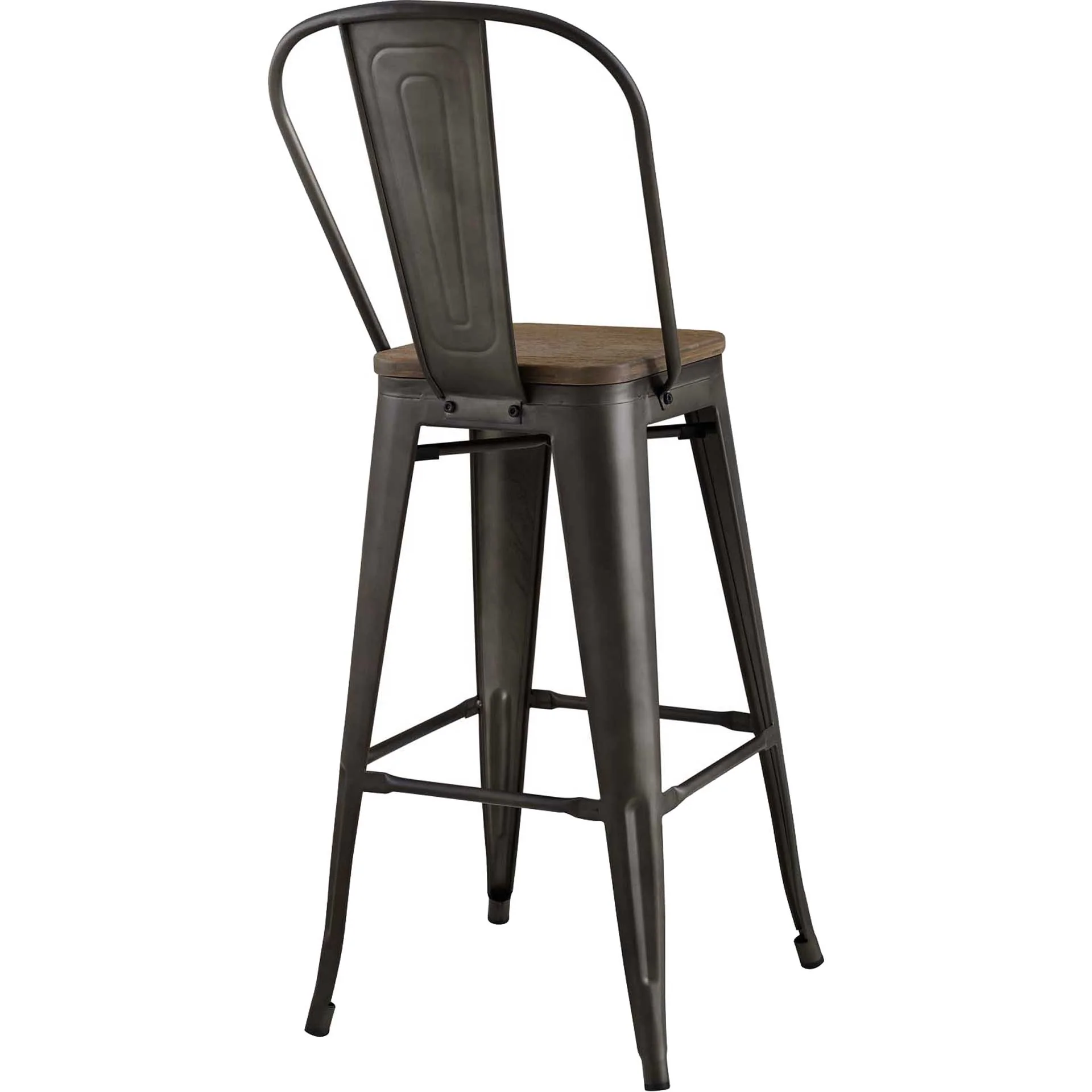 Panora High Backrest Square Bar Stool Brown - Image 3