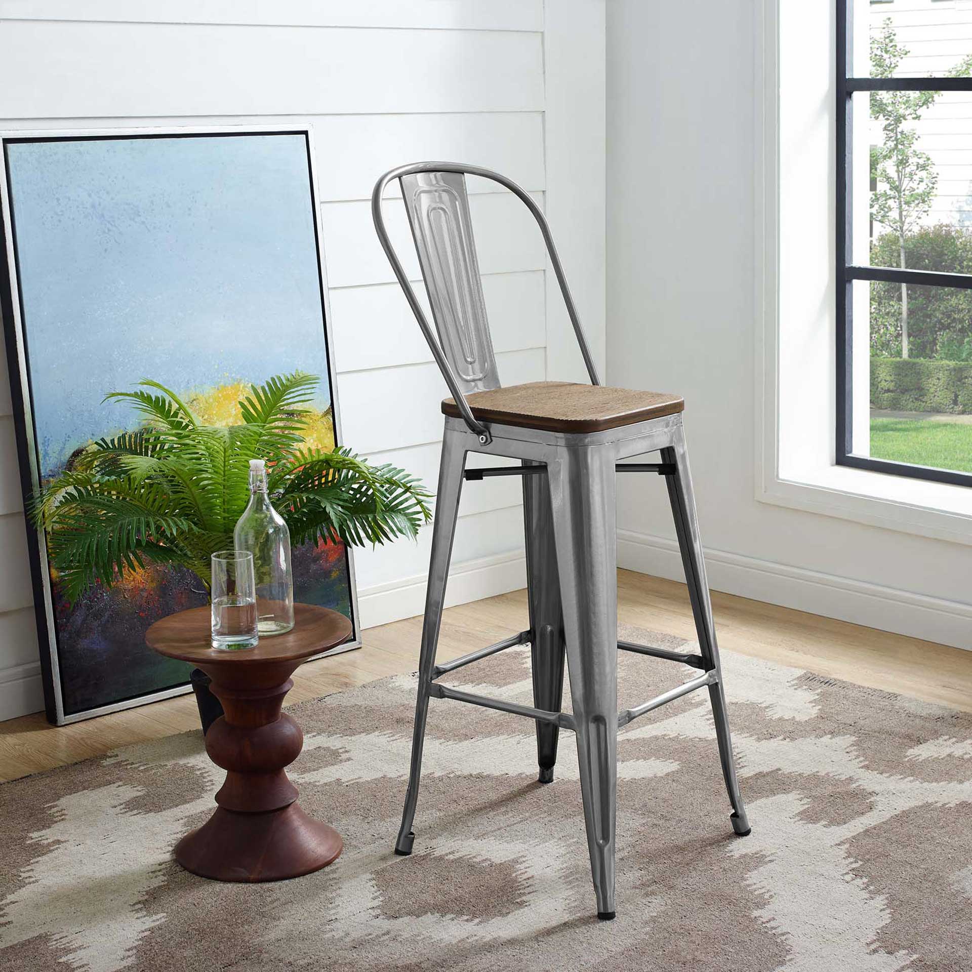 Panora High Backrest Square Bar Stool Gunmetal - Image 4