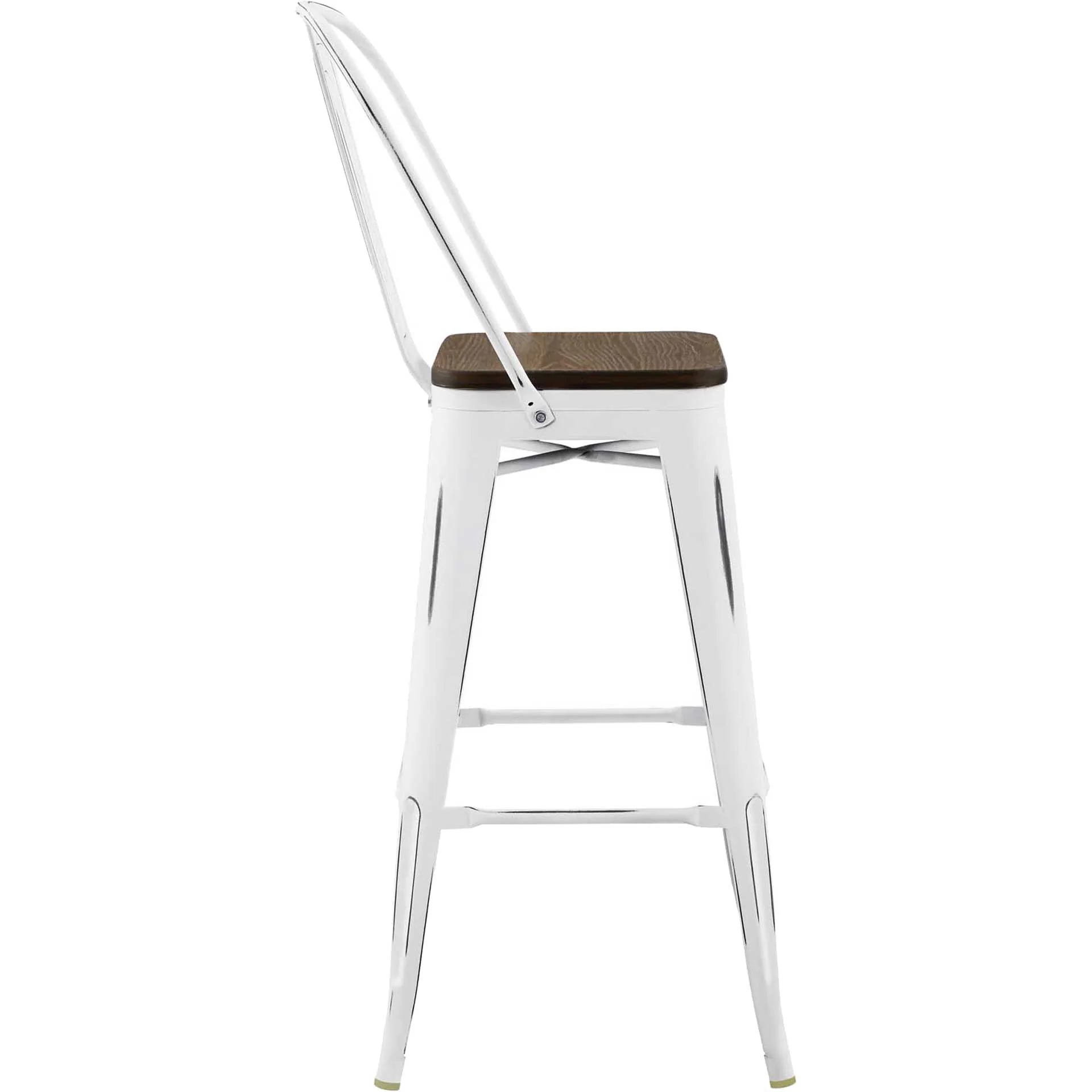 Panora High Backrest Square Bar Stool White - Image 2