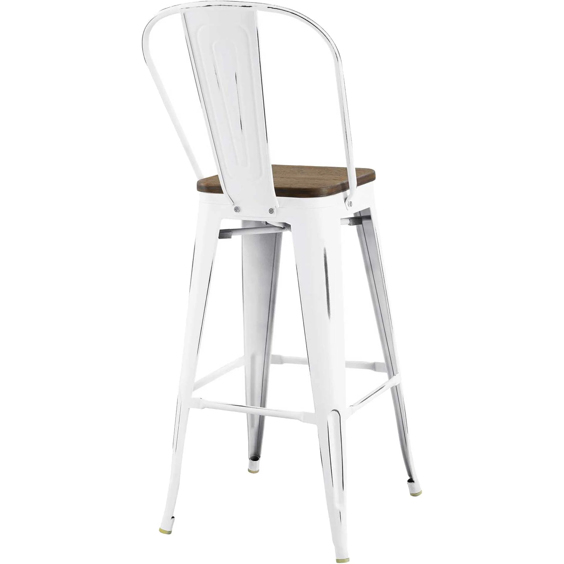Panora High Backrest Square Bar Stool White - Image 3