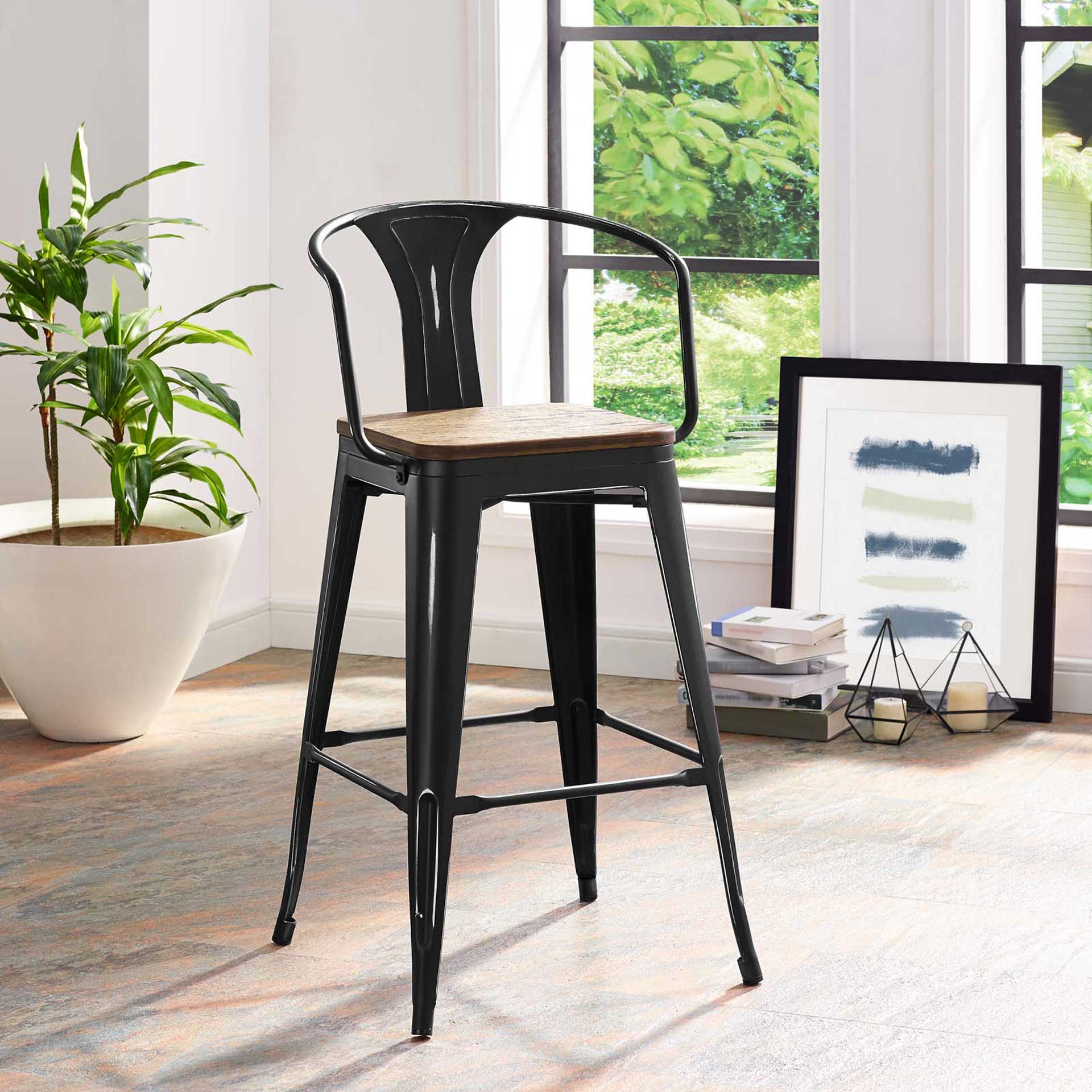 Panora Low Backrest Bar Stool Black - Image 4