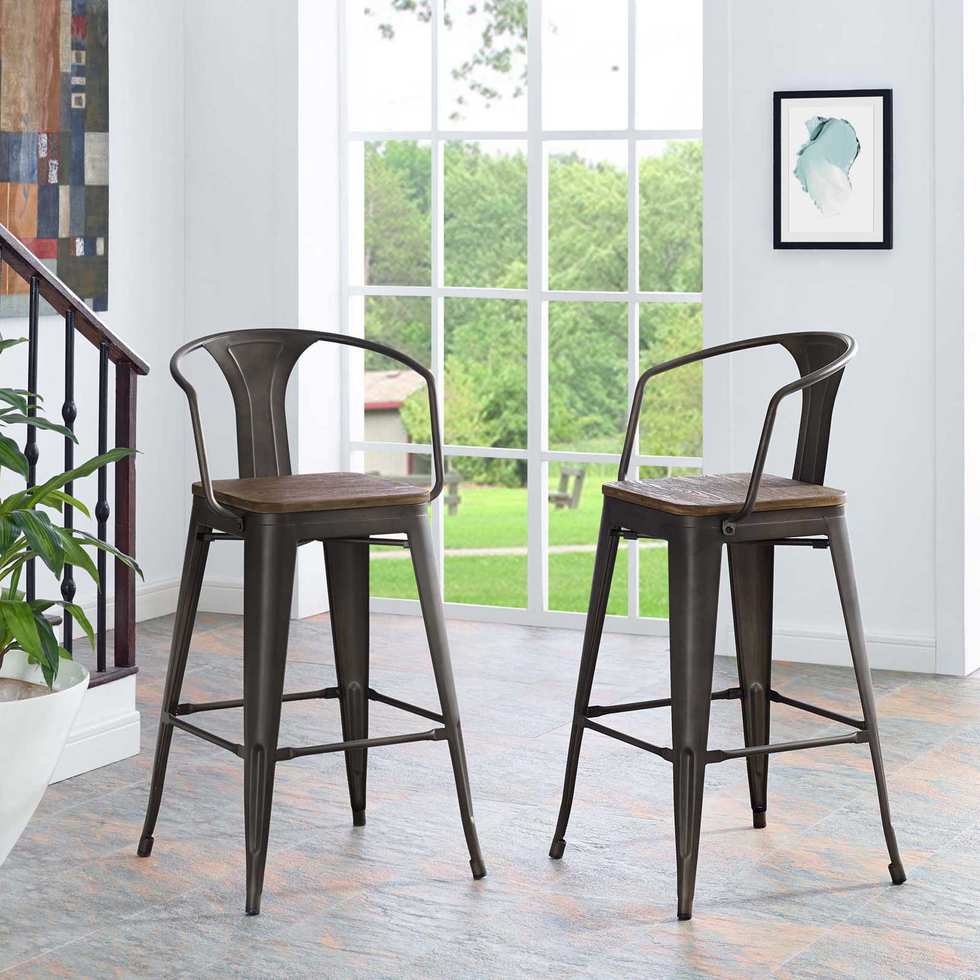 Panora Low Backrest Bar Stool Brown - Image 5