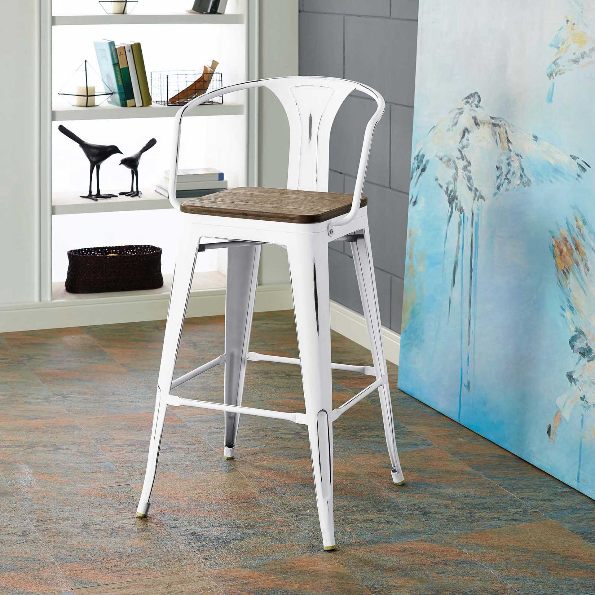 Panora Low Backrest Bar Stool White - Image 3