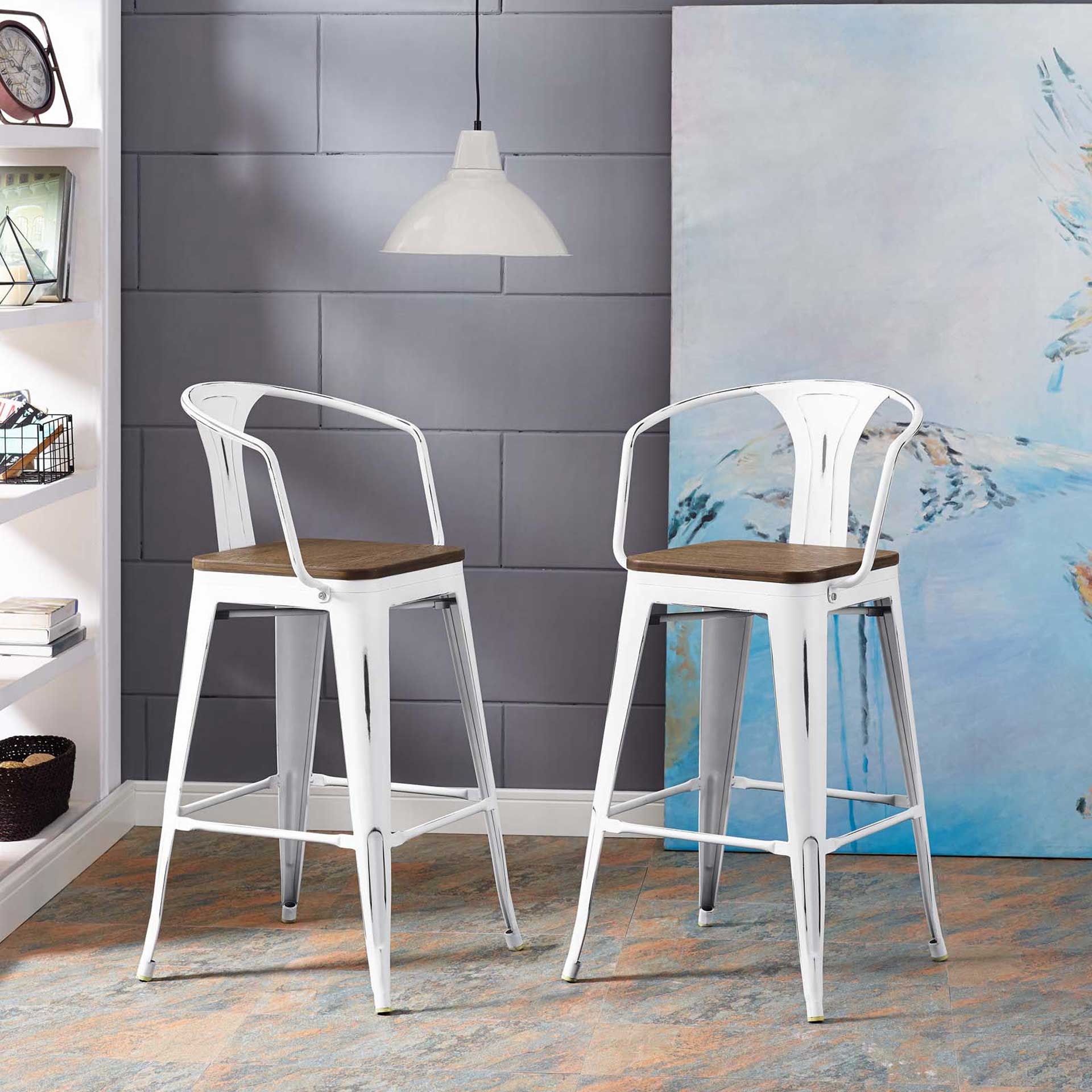 Panora Low Backrest Bar Stool White - Image 4