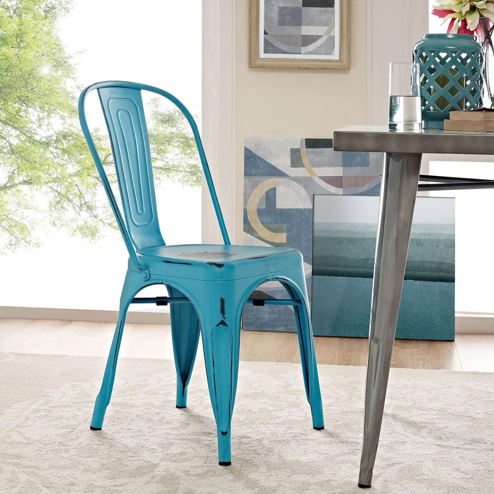 Panora Side Chair Turquoise - Image 4