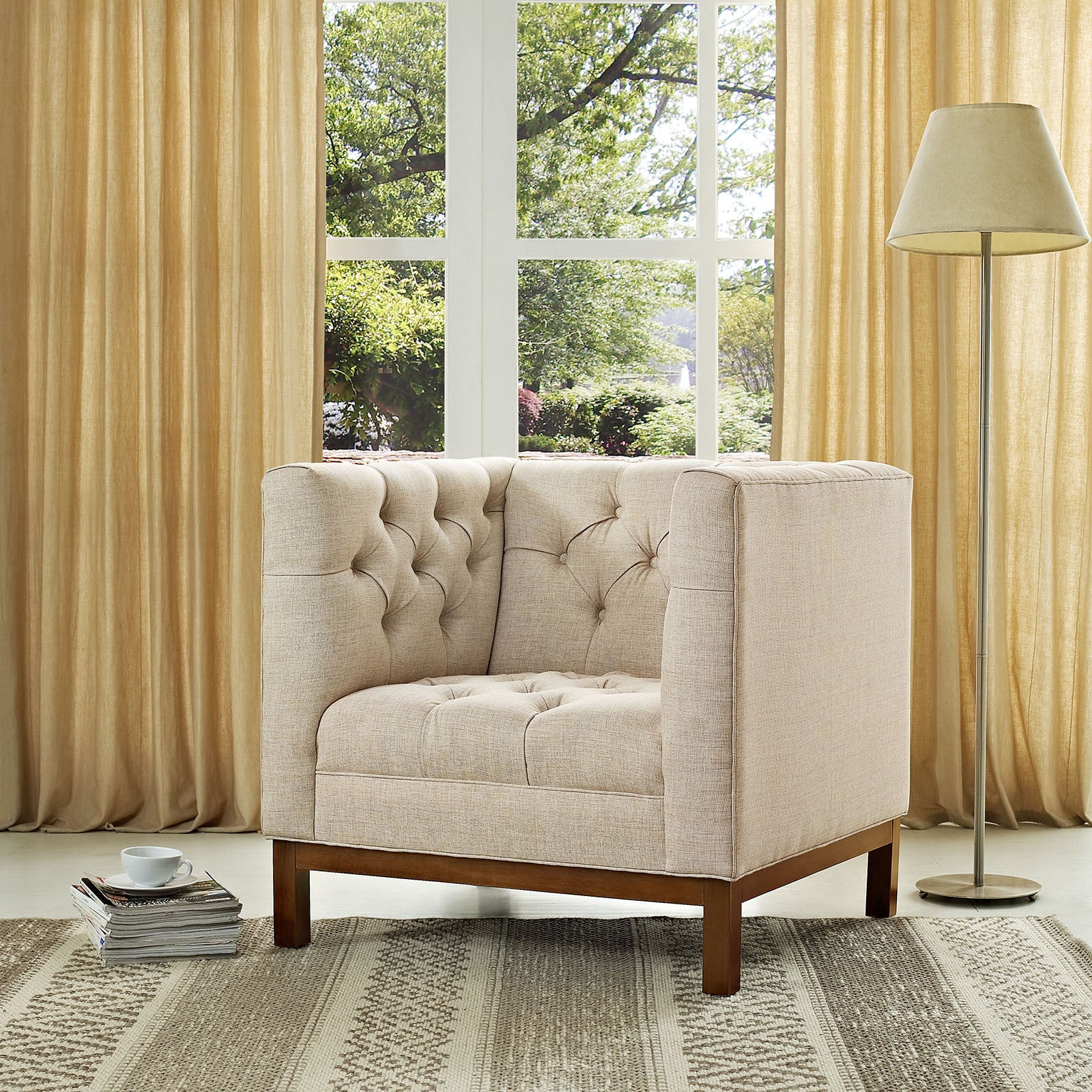 Paramour Fabric Armchair Beige - Image 5