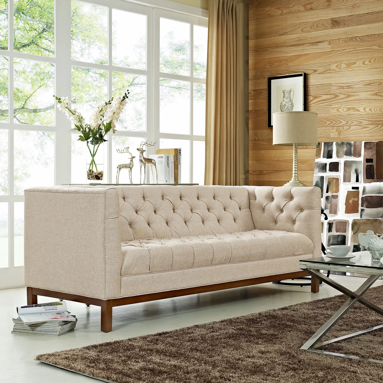 Paramour Fabric Sofa Beige - Image 4