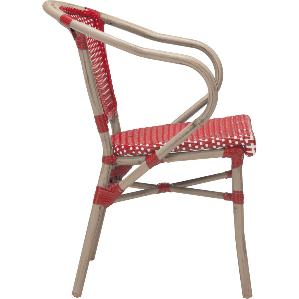 Parisian Dining Arm Chair Red & White (Set of 2) - Image 2