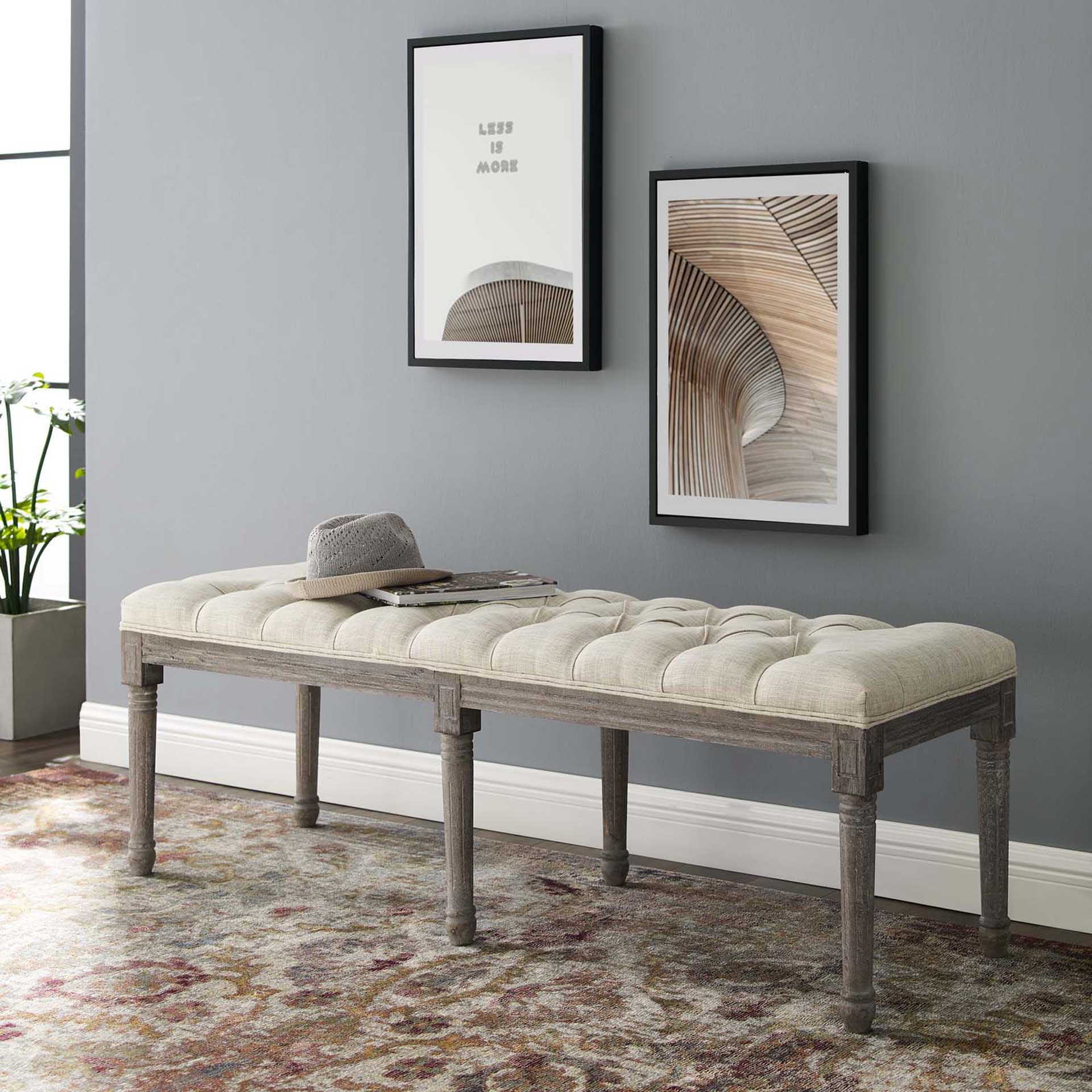 Park Upholstered Fabric Bench Beige - Image 6