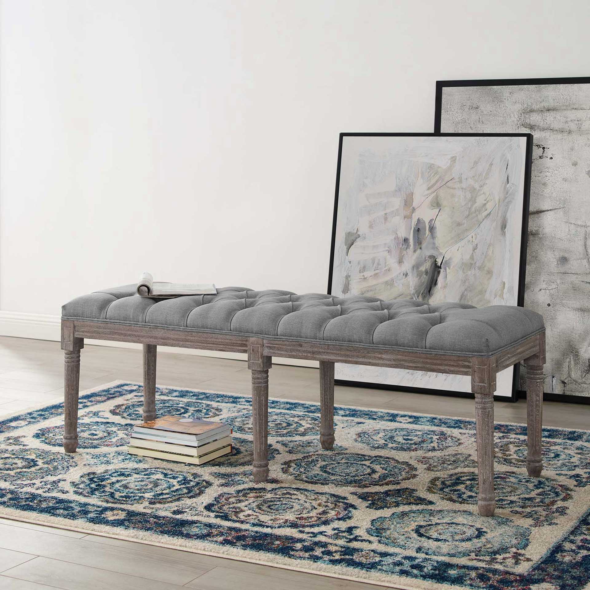 Park Upholstered Fabric Bench Light Gray - Image 6