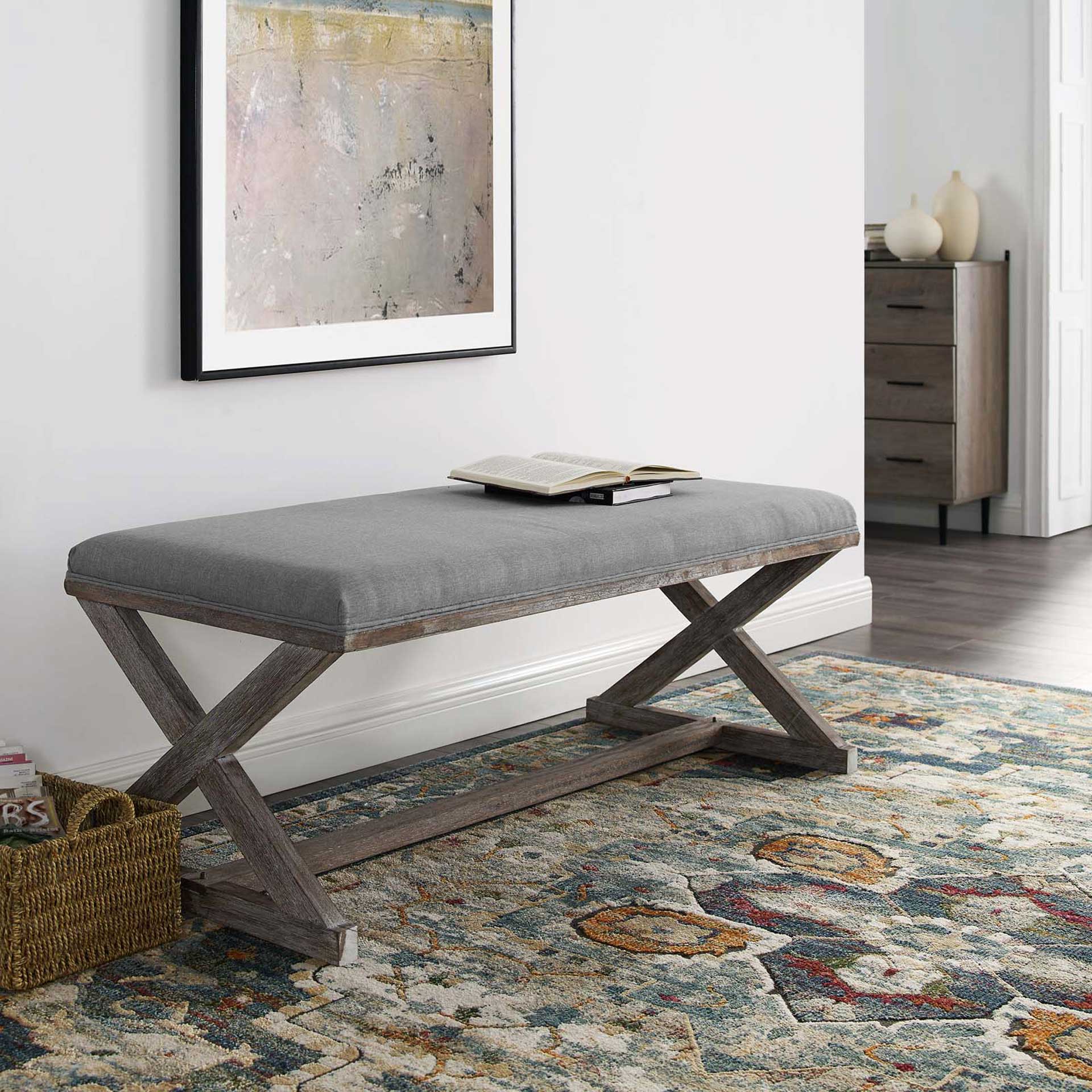 Park X-Brace Fabric Bench Light Gray - Image 6