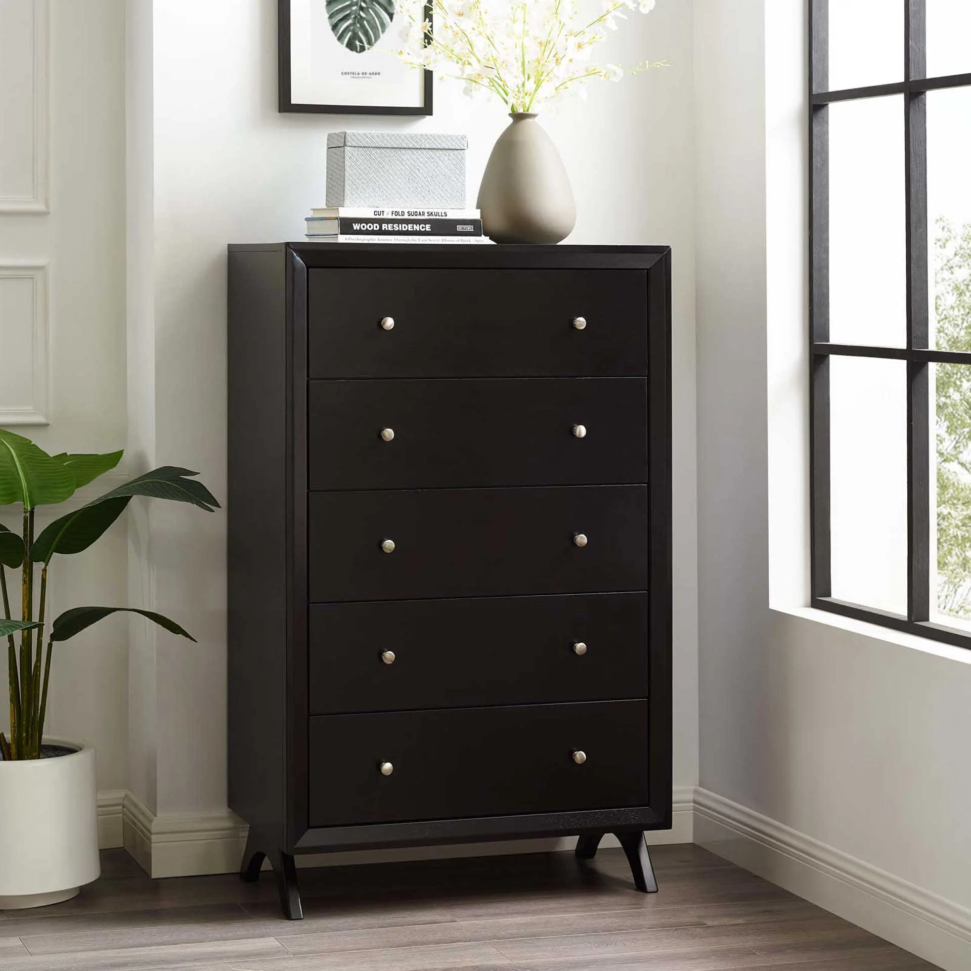 Parker Five-Drawer Chest Cappuccino - Image 5