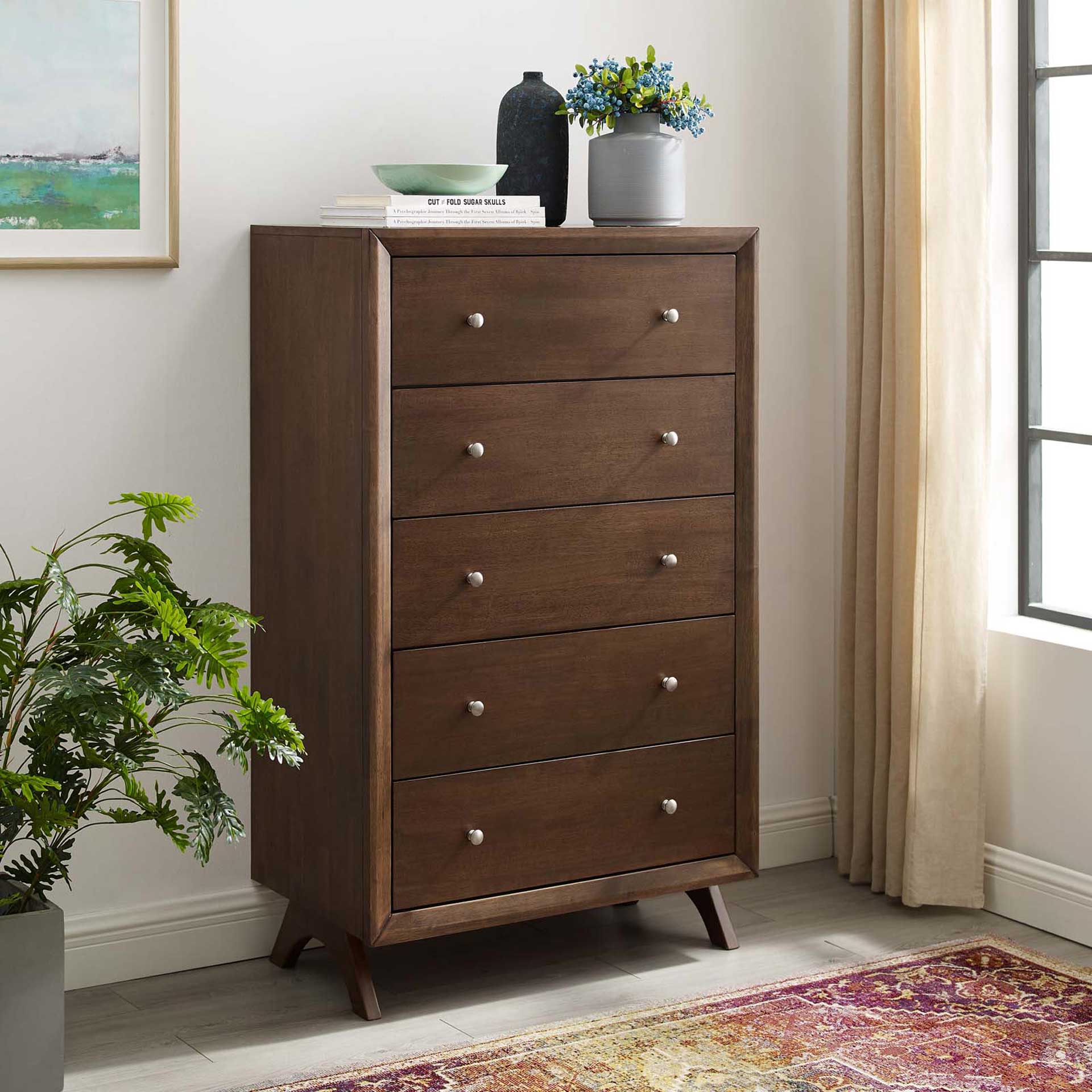 Parker Five-Drawer Chest Walnut - Image 5