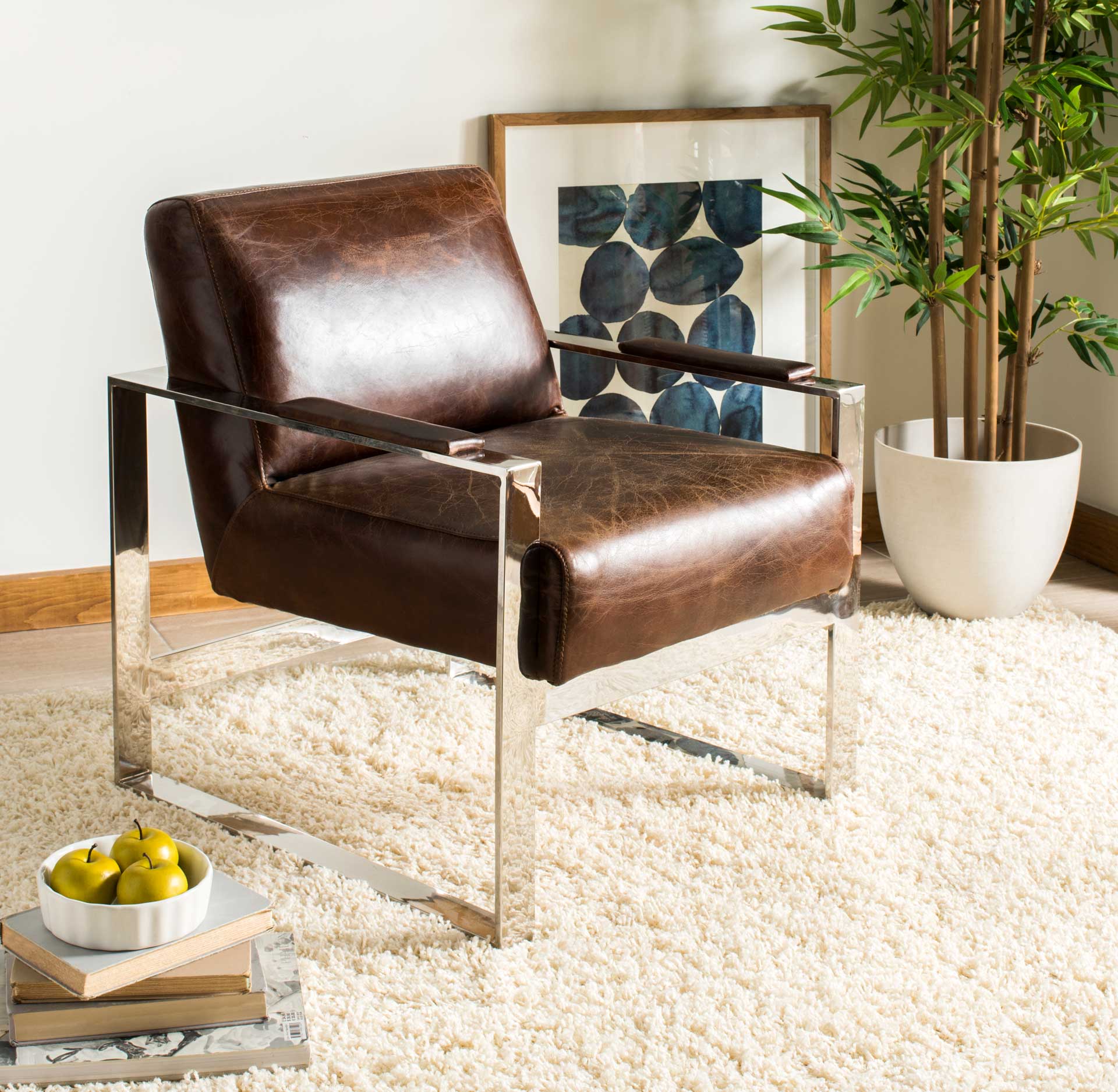 Parlon Occassional Leather Chair Vintage Cigar Brown - Image 9