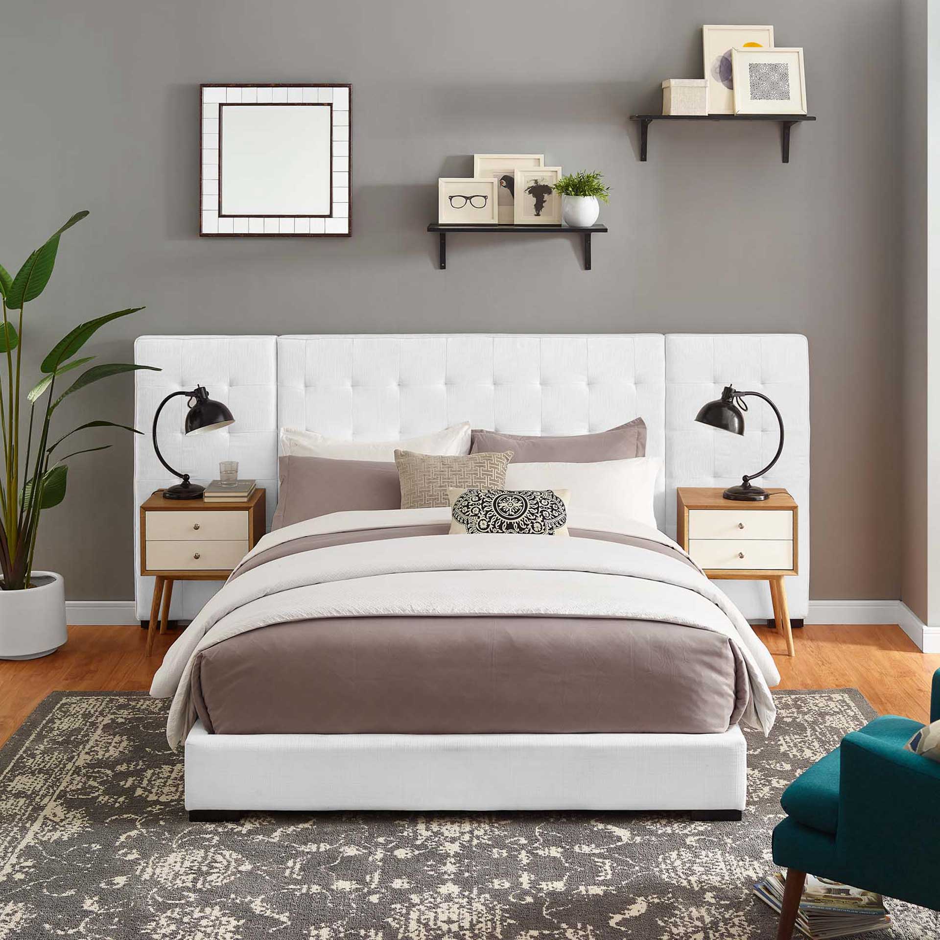 Patrick Fabric Platform Bed White - Image 5