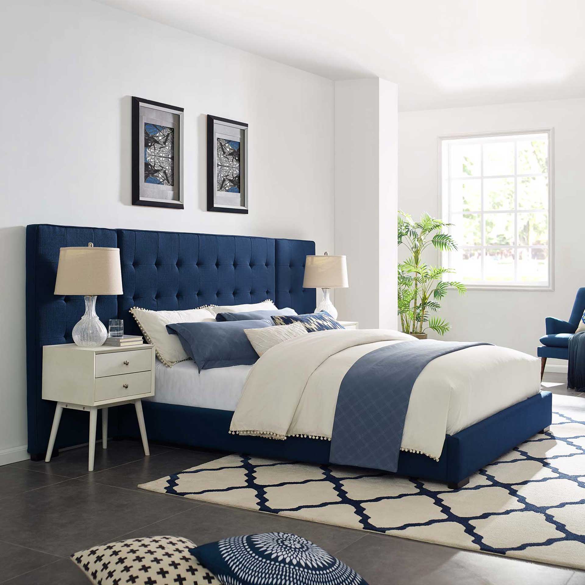 Patrick Upholstered Fabric Platform Bed Azure - Image 5