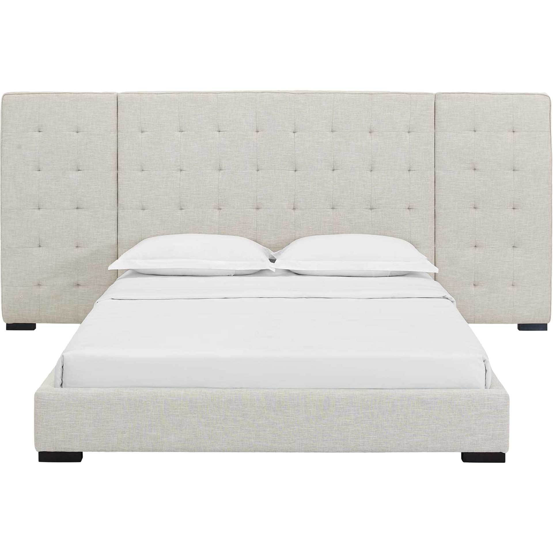 Patrick Upholstered Fabric Platform Bed Beige - Image 2