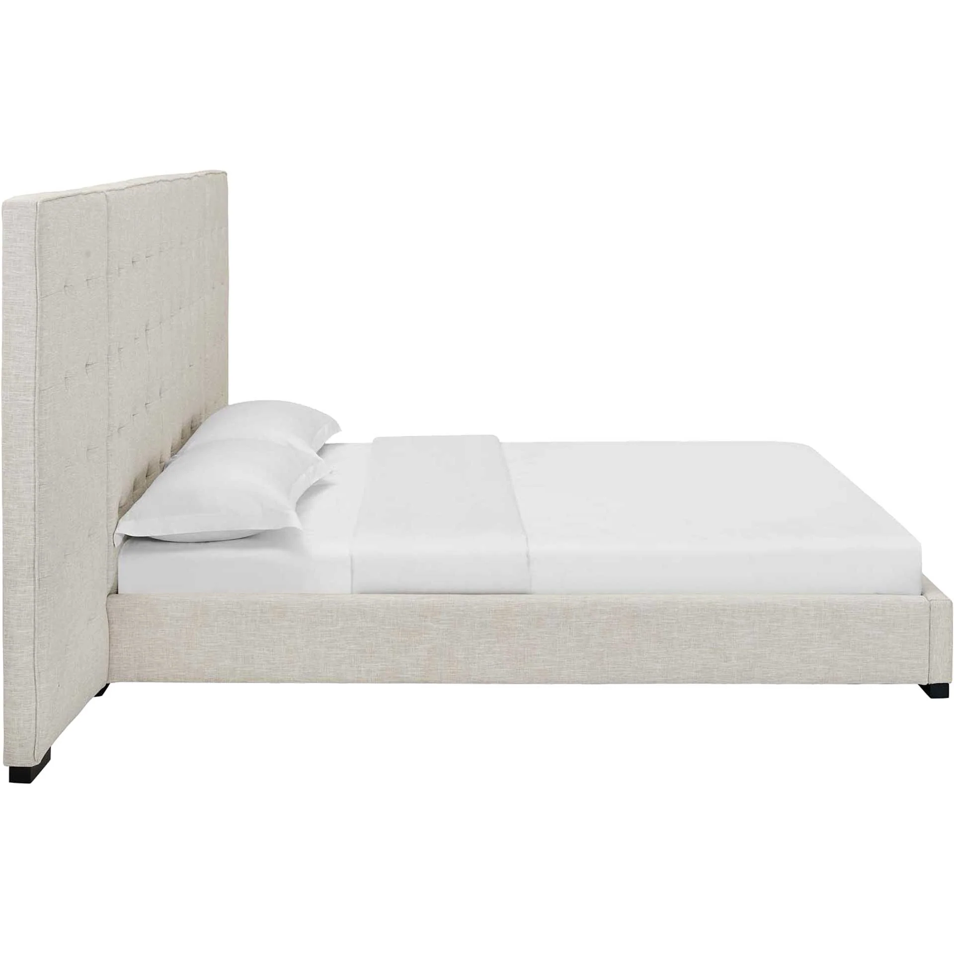 Patrick Upholstered Fabric Platform Bed Beige - Image 3