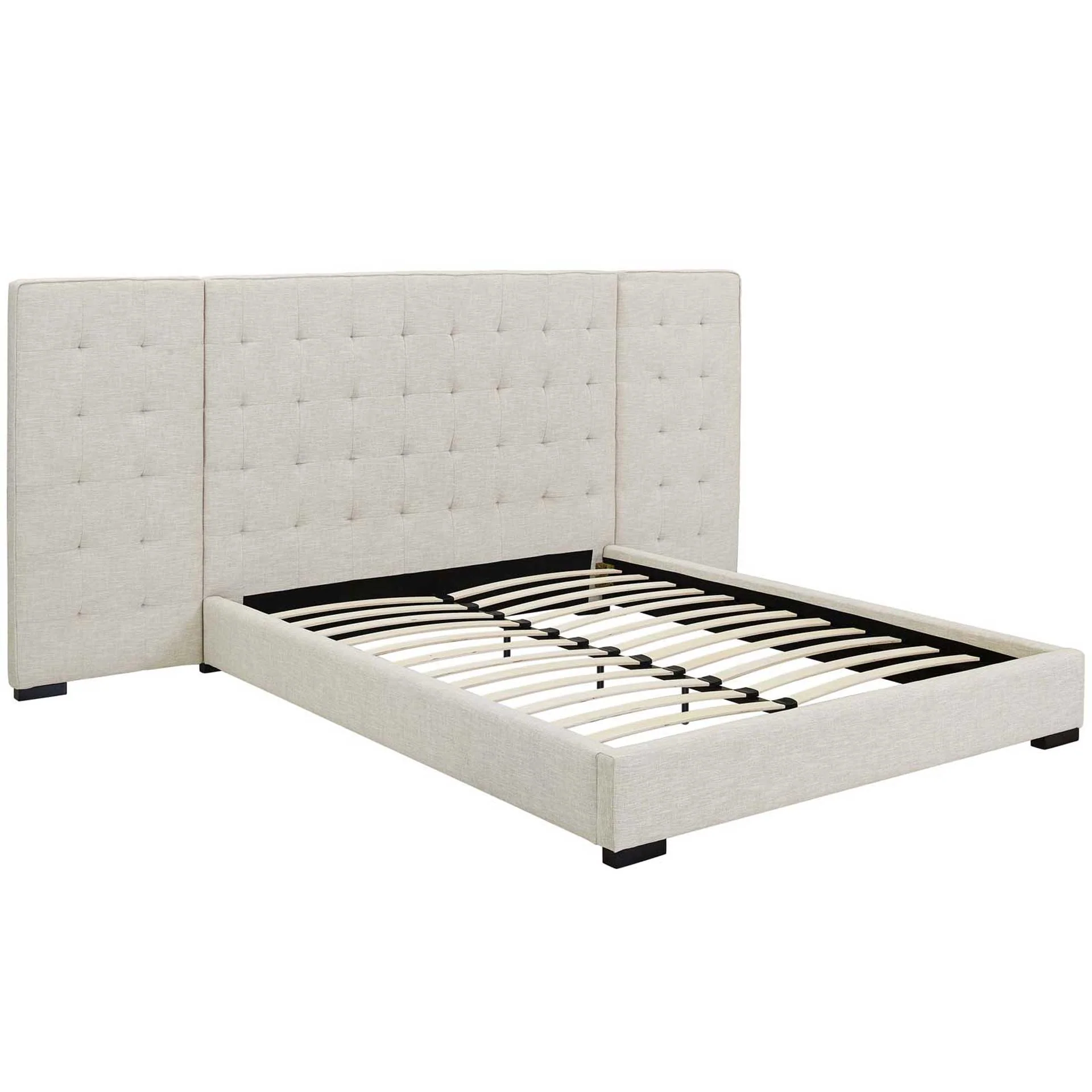 Patrick Upholstered Fabric Platform Bed Beige - Image 4