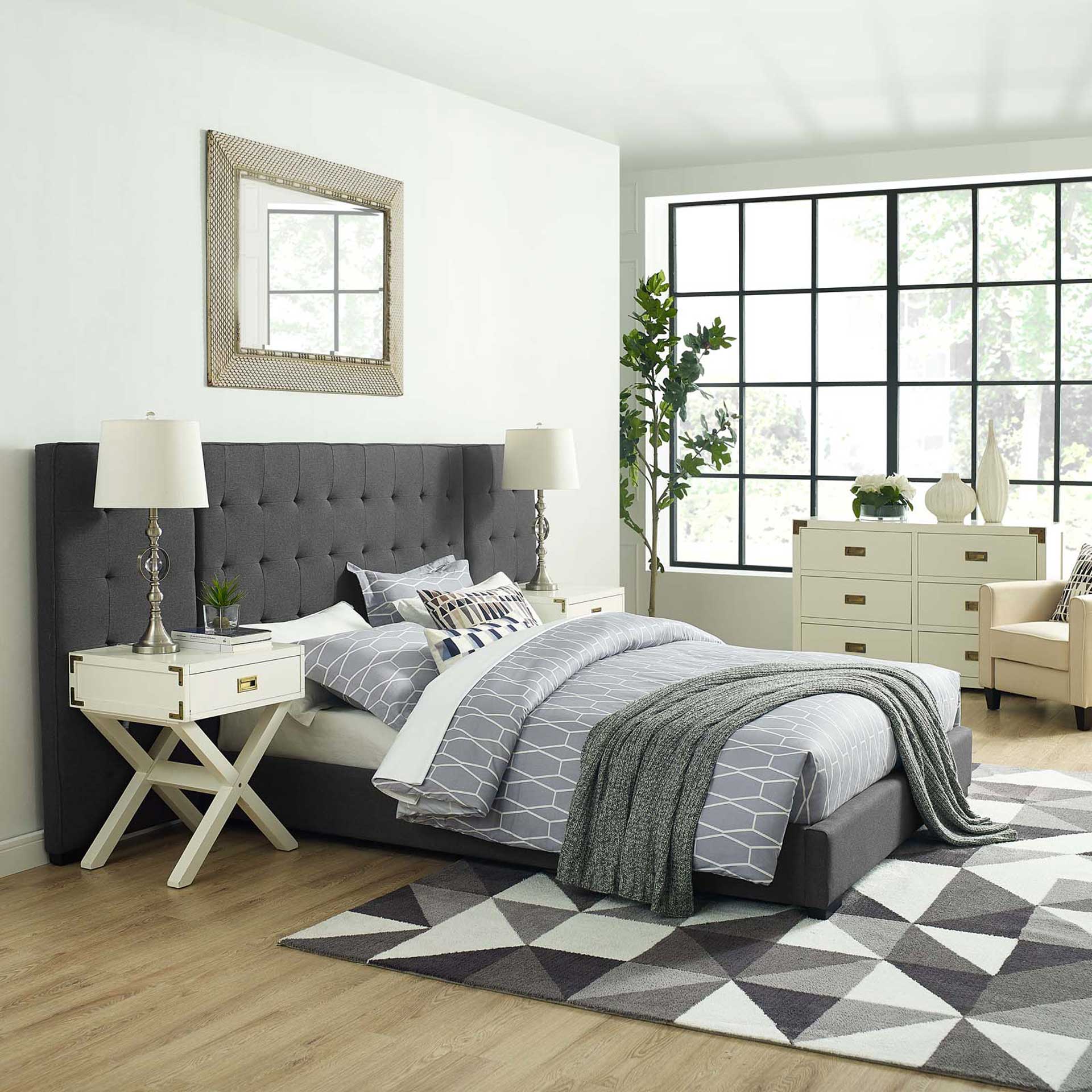 Patrick Upholstered Fabric Platform Bed Gray - Image 5