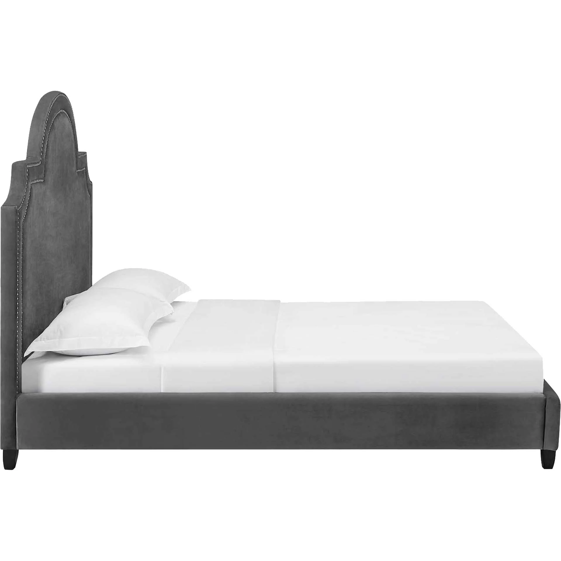 Patrick Velvet Platform Bed Gray - Image 3