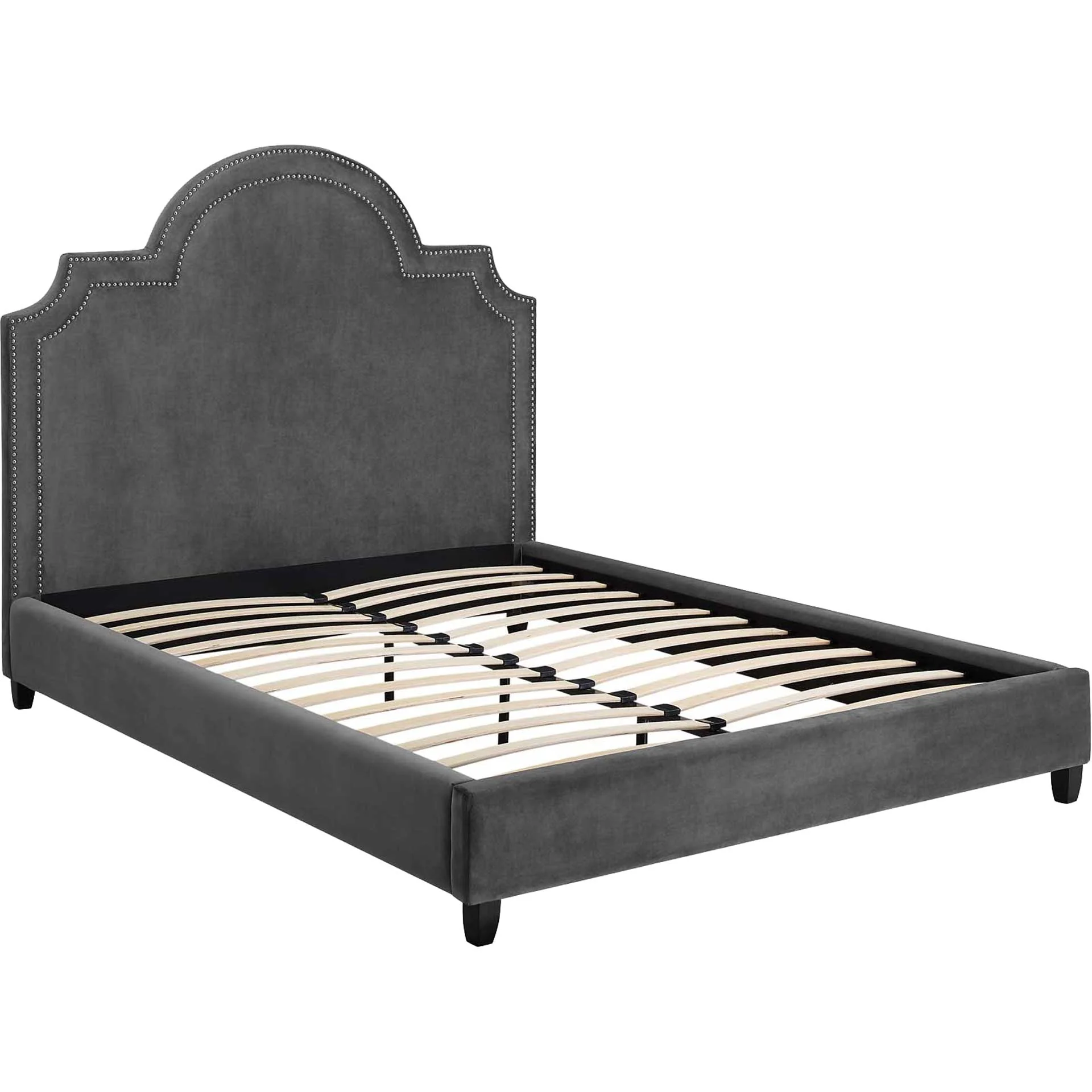 Patrick Velvet Platform Bed Gray - Image 4