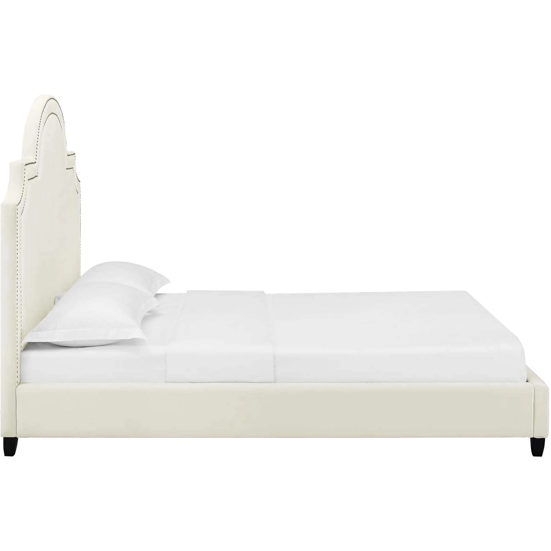 Patrick Velvet Platform Bed Ivory - Image 3