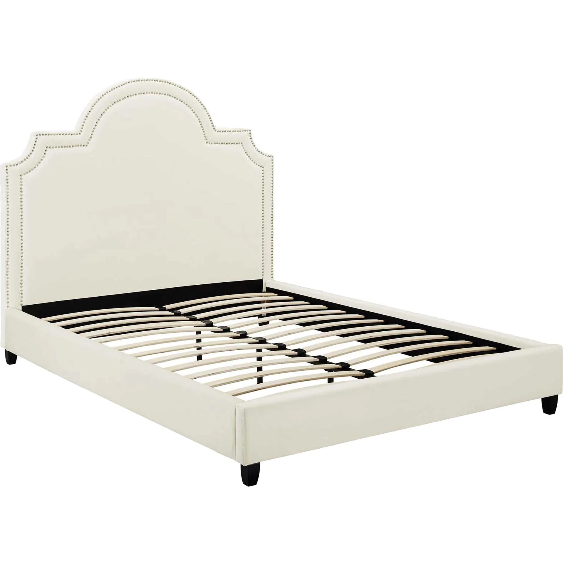 Patrick Velvet Platform Bed Ivory - Image 4