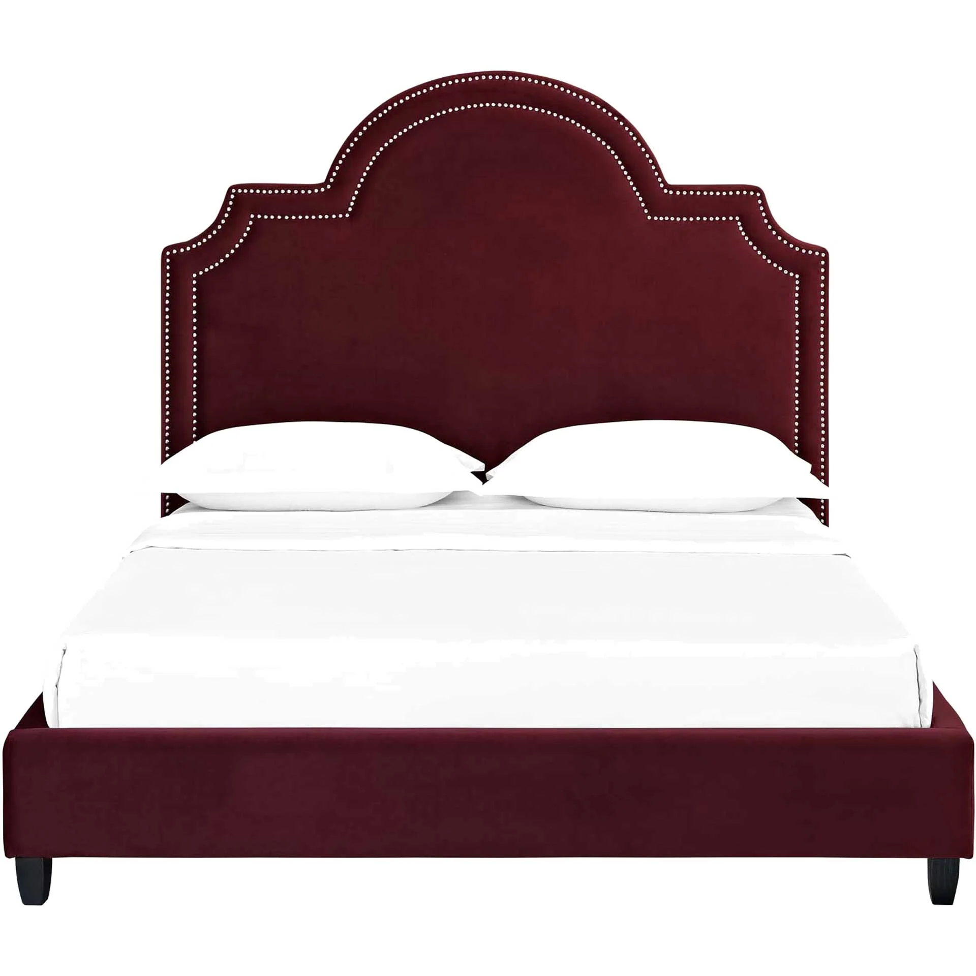Patrick Velvet Platform Bed Maroon - Image 2