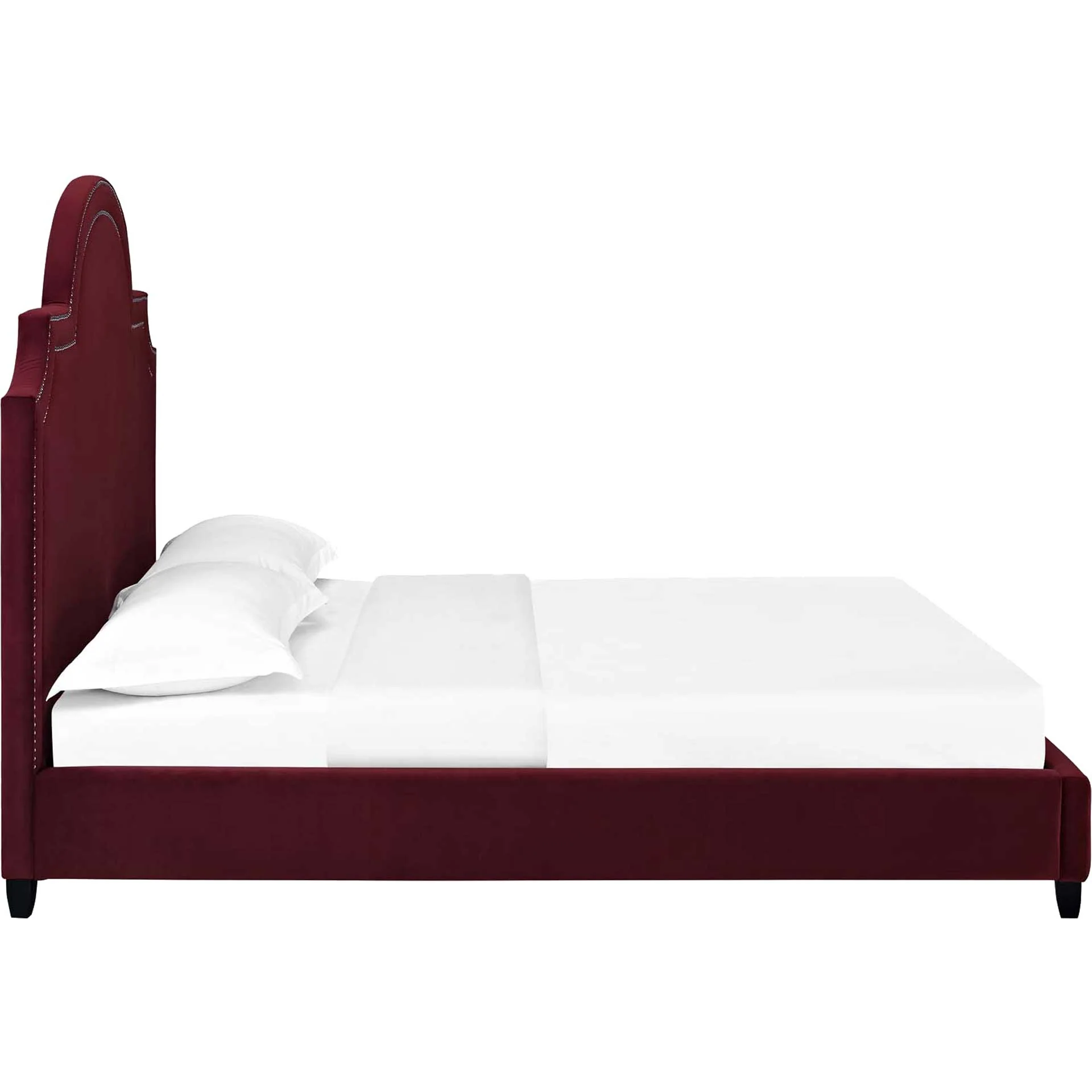 Patrick Velvet Platform Bed Maroon - Image 3