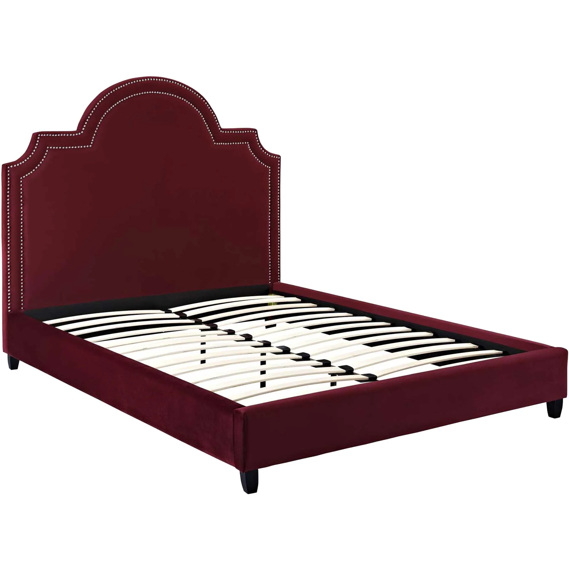 Patrick Velvet Platform Bed Maroon - Image 4