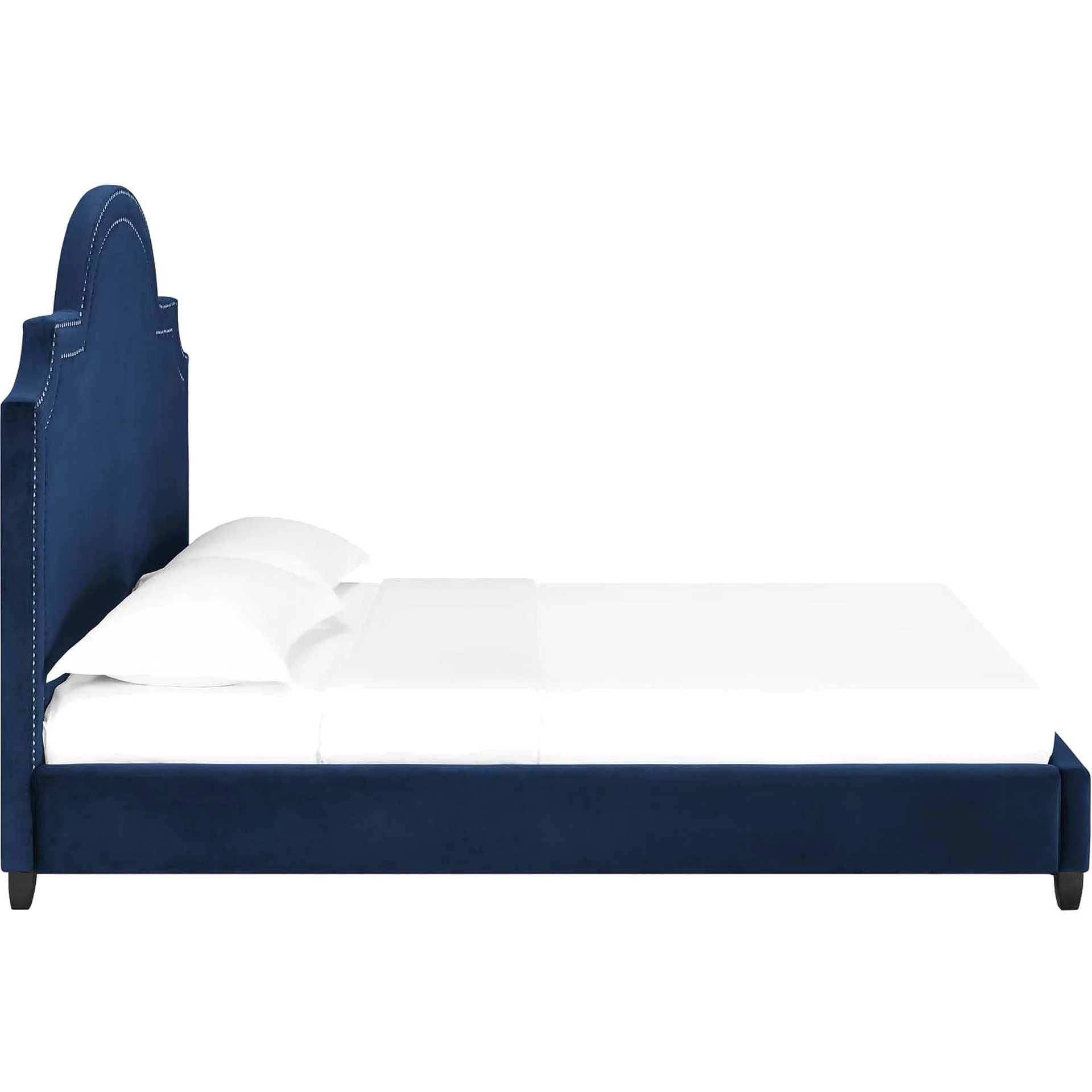 Patrick Velvet Platform Bed Navy - Image 3