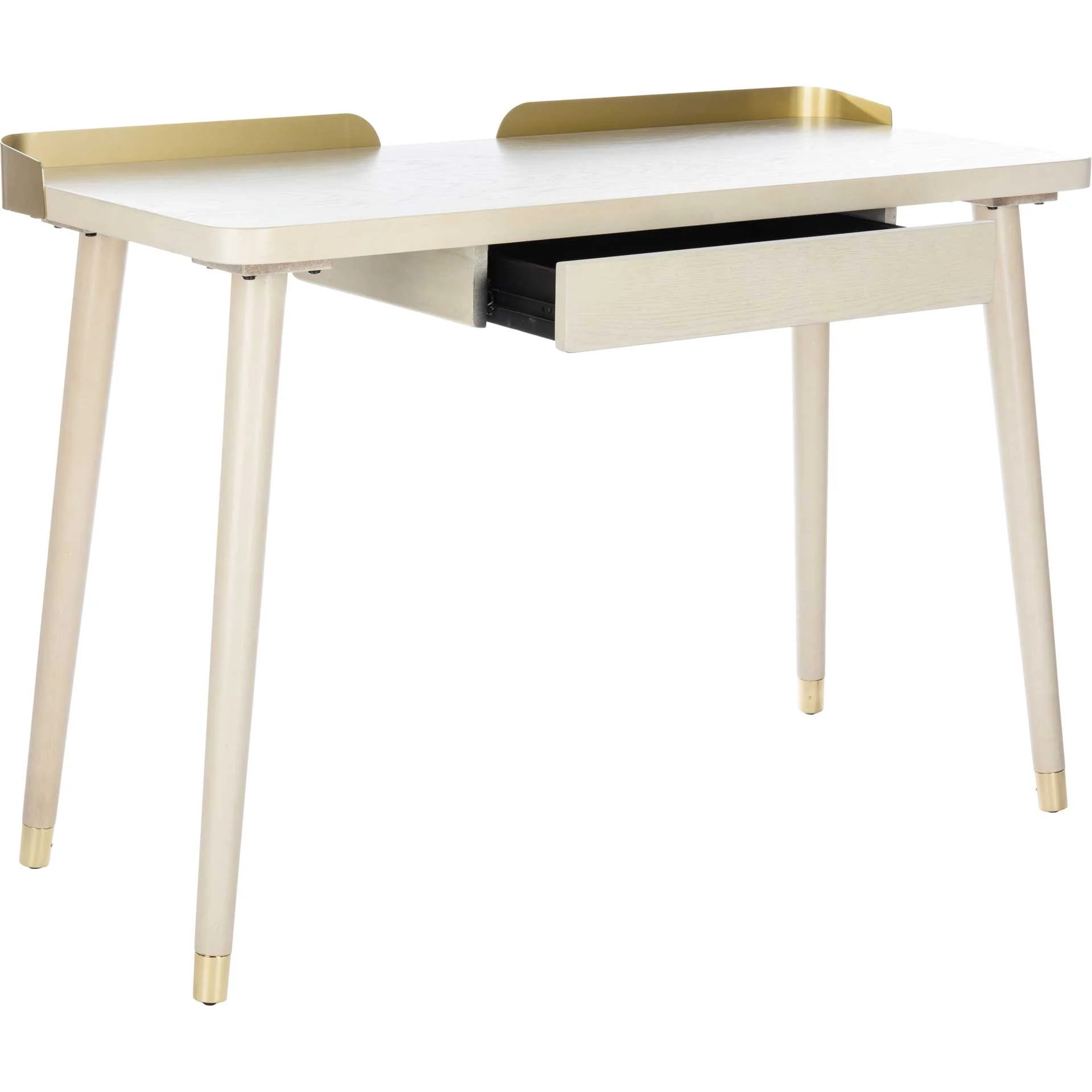 Paula 1 Drawer Desk White Washed/Gold - Image 2