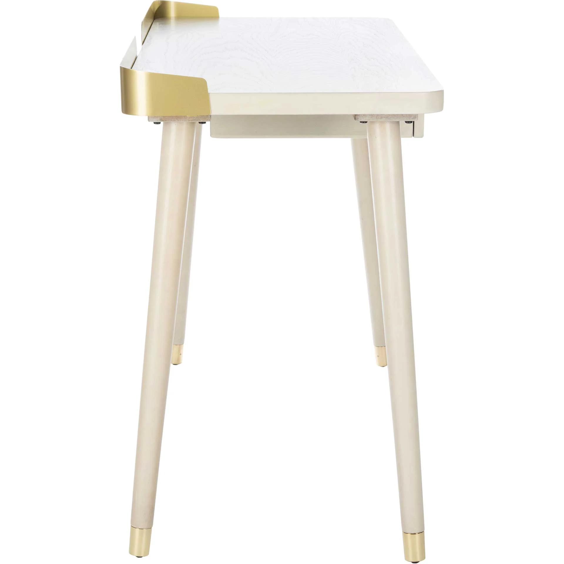 Paula 1 Drawer Desk White Washed/Gold - Image 3