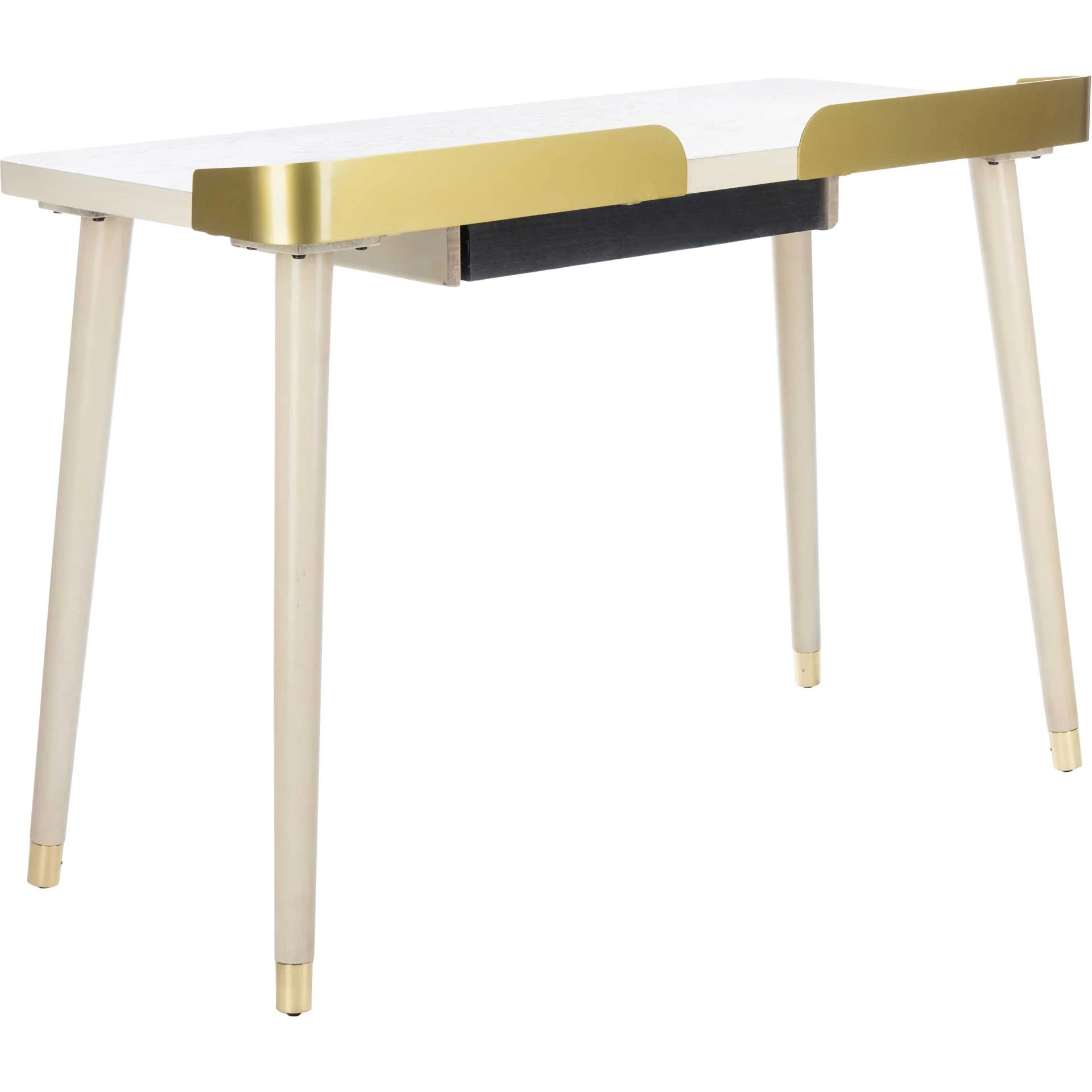 Paula 1 Drawer Desk White Washed/Gold - Image 5