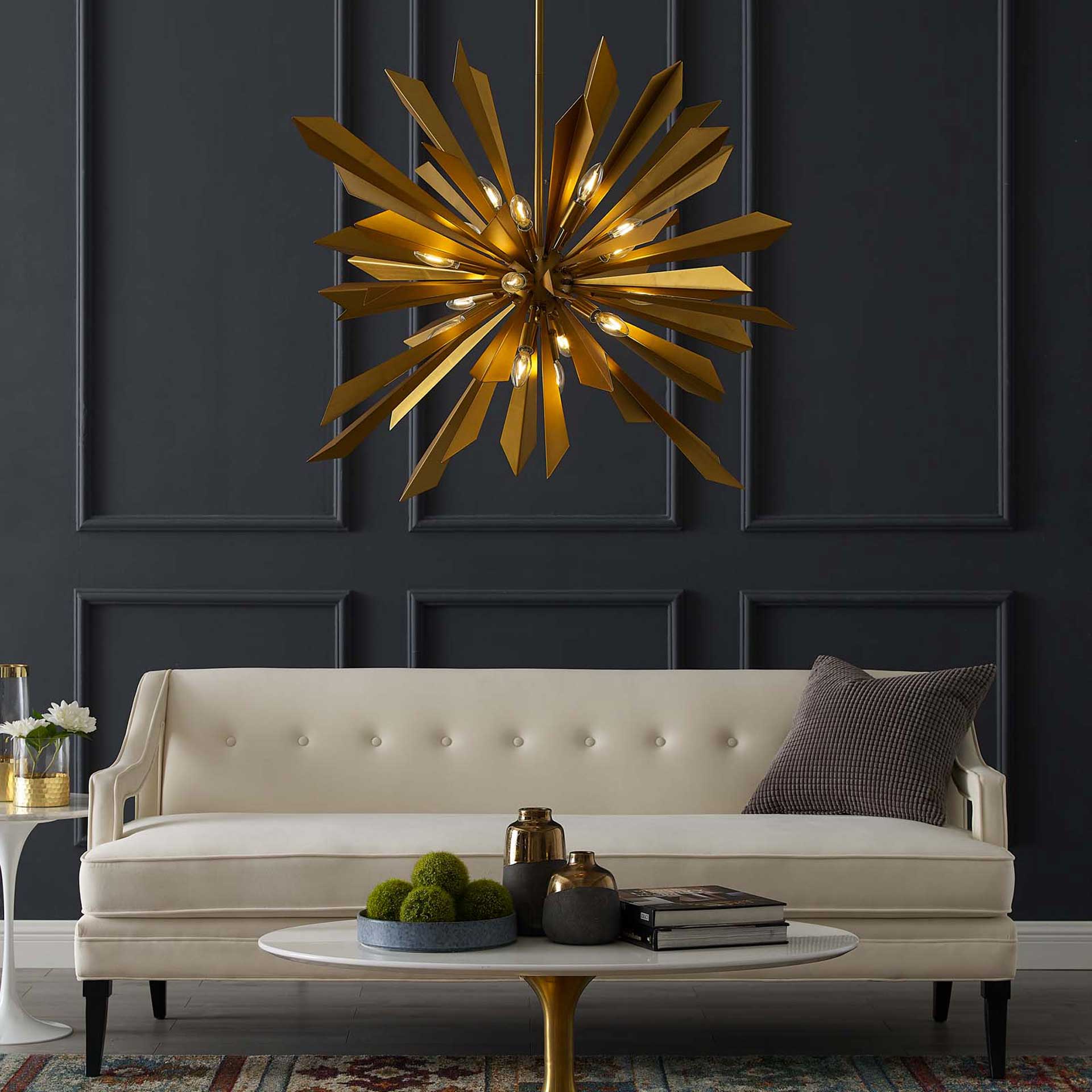 Paula Starburst Brass Chandelier Brass Gold - Image 4