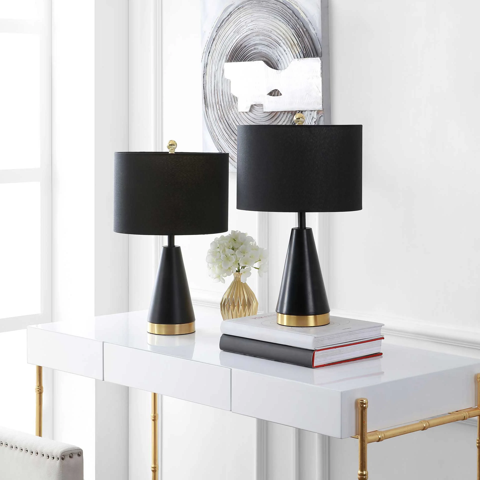 Pearl Table Lamps Black/Brass Gold (Set of 2) - Image 3