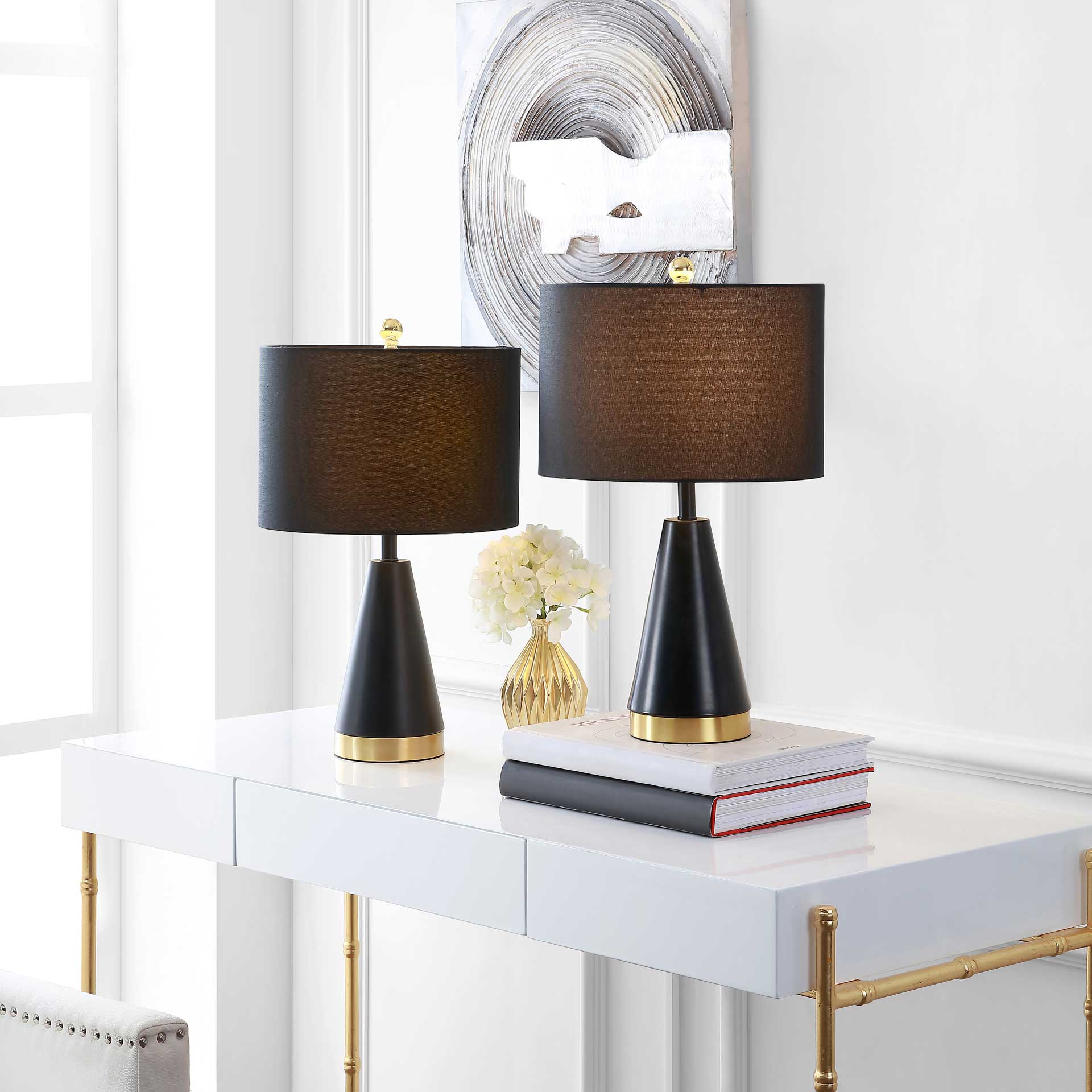 Pearl Table Lamps Black/Brass Gold (Set of 2) - Image 4